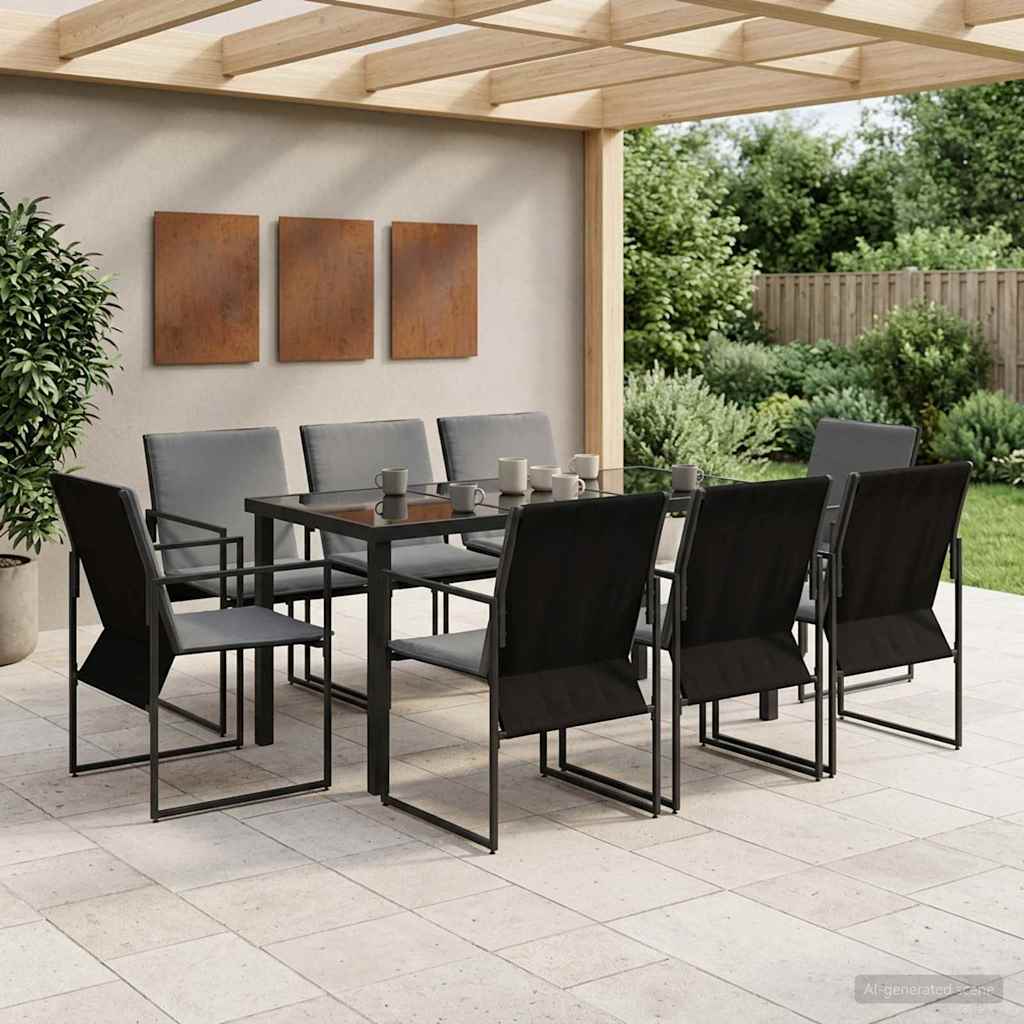 Ensemble de salle à manger pour jardin 9 pcs Noir et anthracite - XIOS