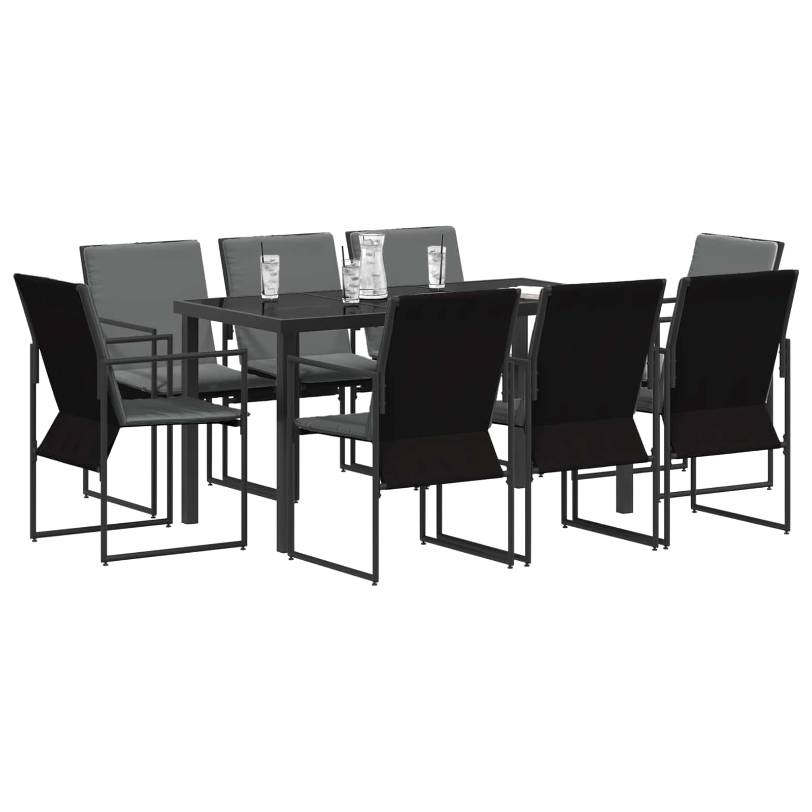 Ensemble de salle à manger pour jardin 9 pcs Noir et anthracite - XIOS