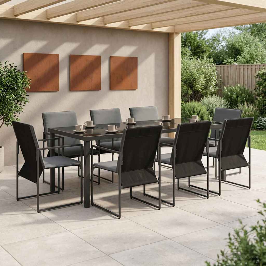 Ensemble de salle à manger pour jardin 9 pcs Noir et anthracite - XIOS