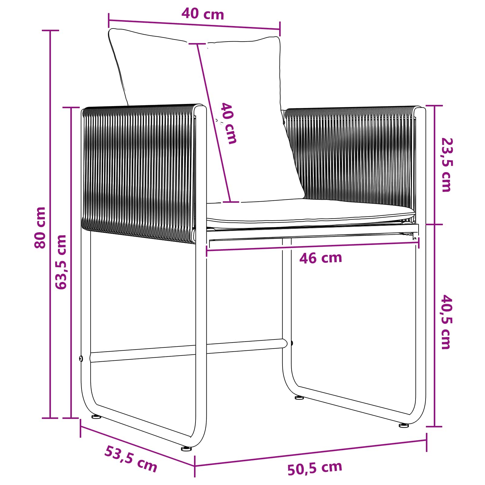 Ensemble de salle à manger pour jardin 5 pcs Noir et anthracite - XIOS