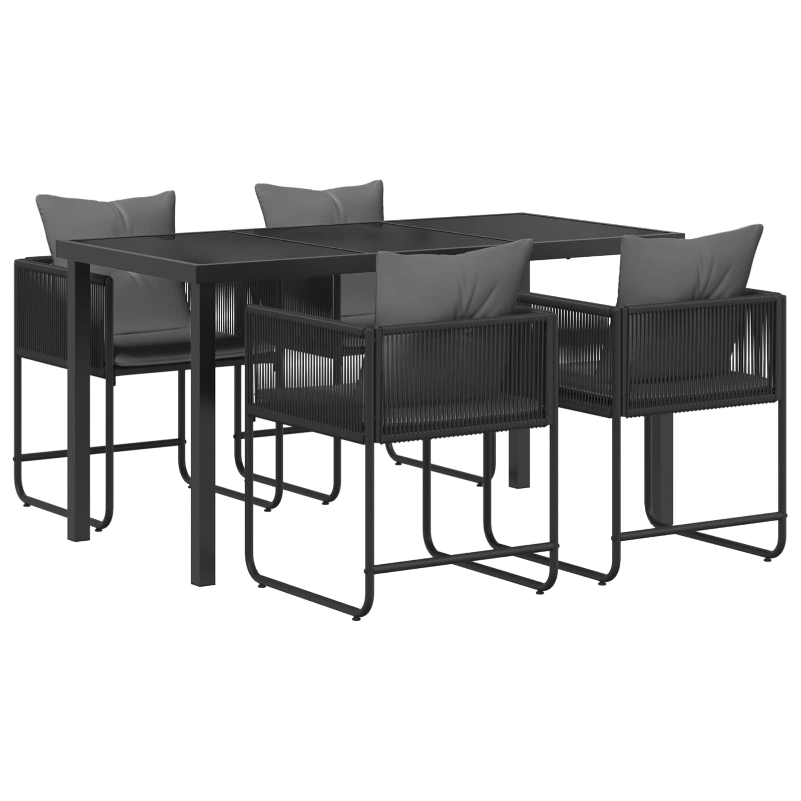 Ensemble de salle à manger pour jardin 5 pcs Noir et anthracite - XIOS