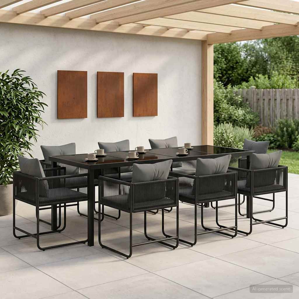 Ensemble de salle à manger pour jardin 9 pcs Noir et anthracite - XIOS