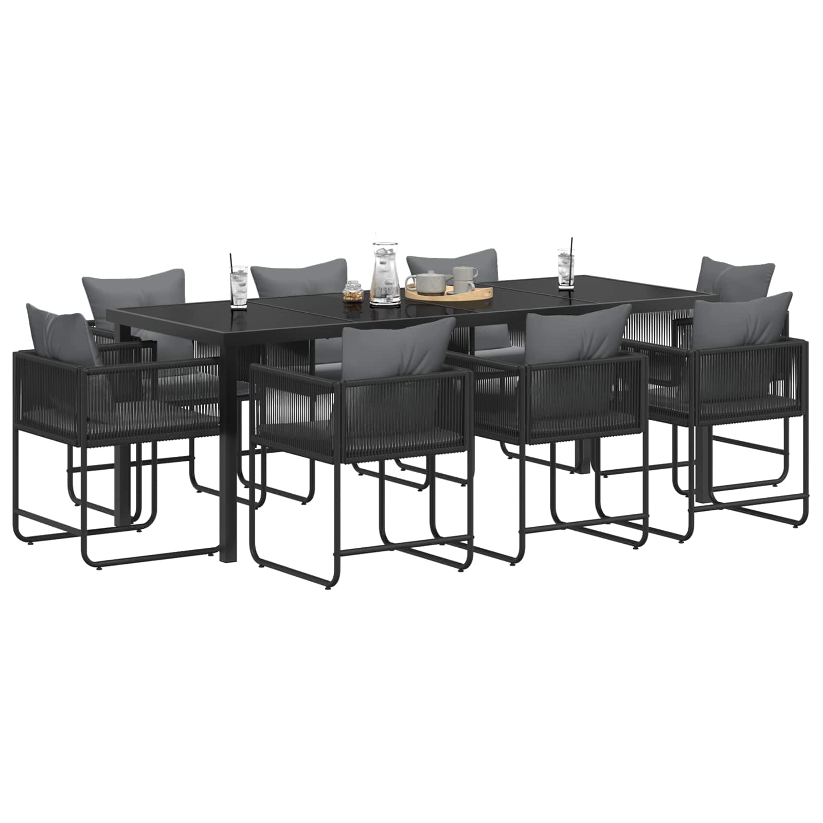 Ensemble de salle à manger pour jardin 9 pcs Noir et anthracite - XIOS