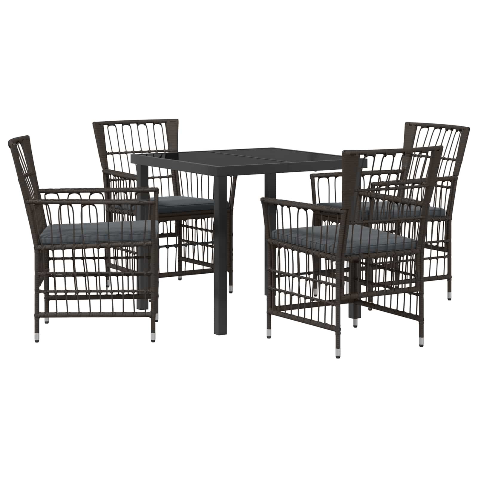 Ensemble de repas extérieur 5 pc Noir polyrotin