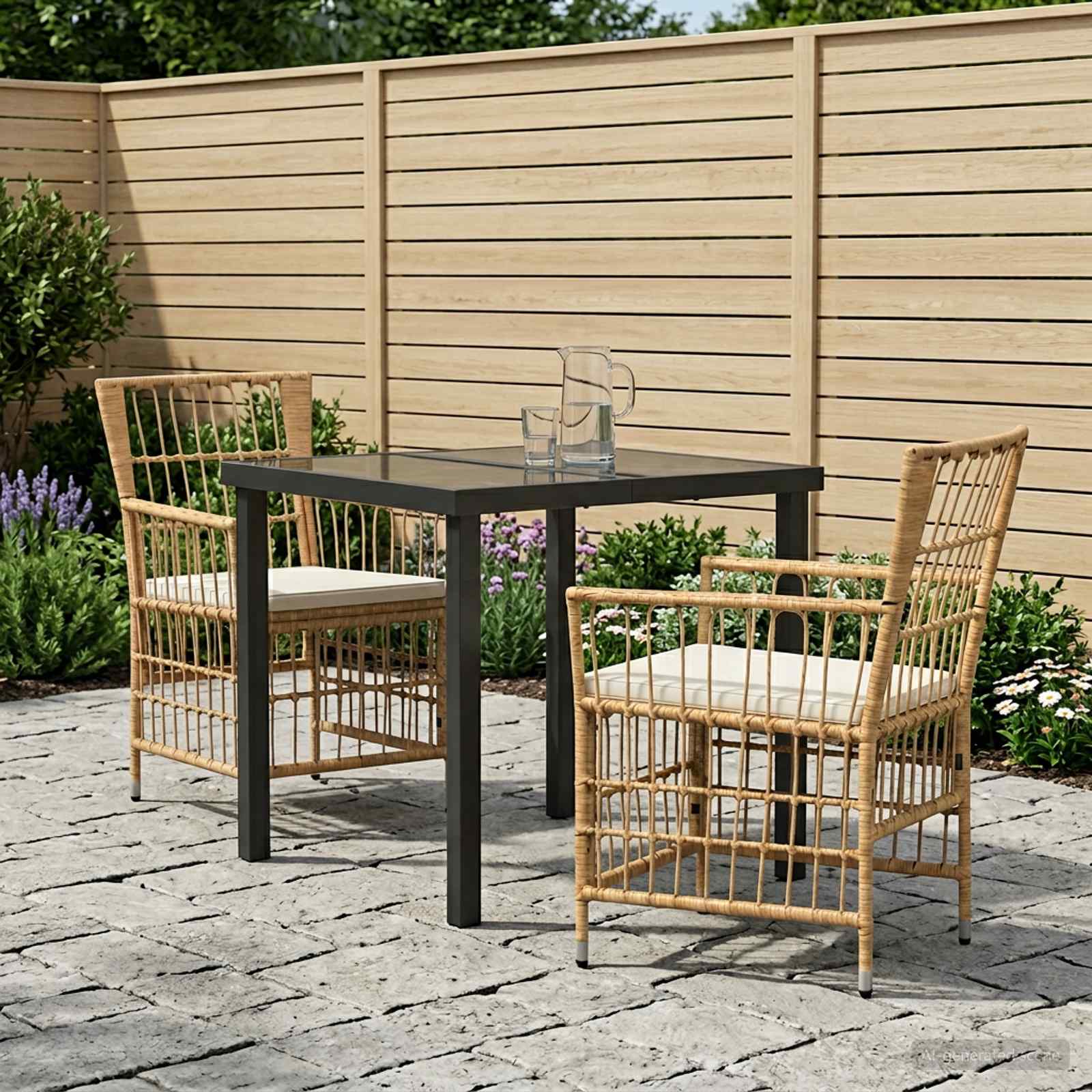 Ensemble de repas extérieur 3 pc Naturel polyrotin
