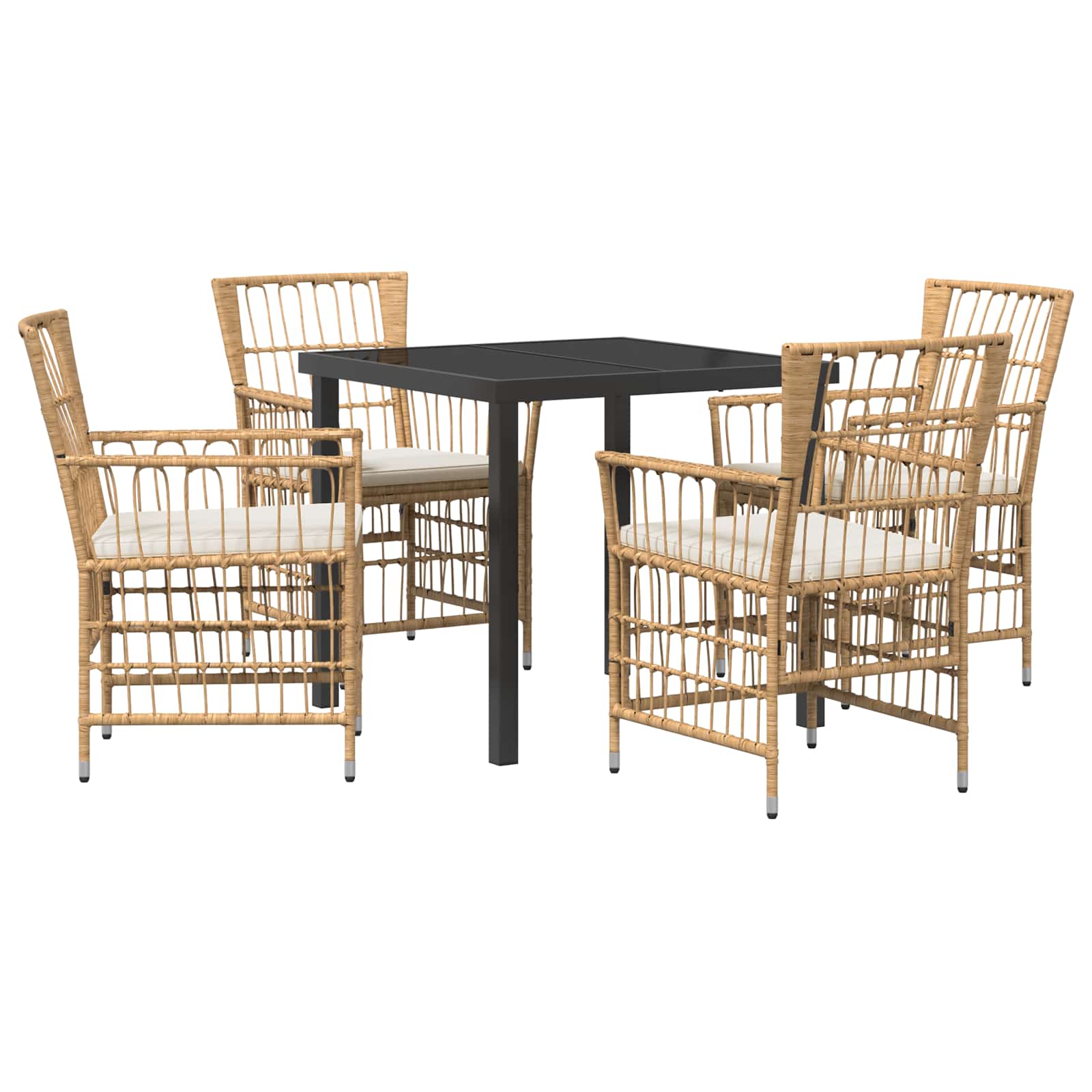 Ensemble de repas extérieur 5 pc Naturel polyrotin