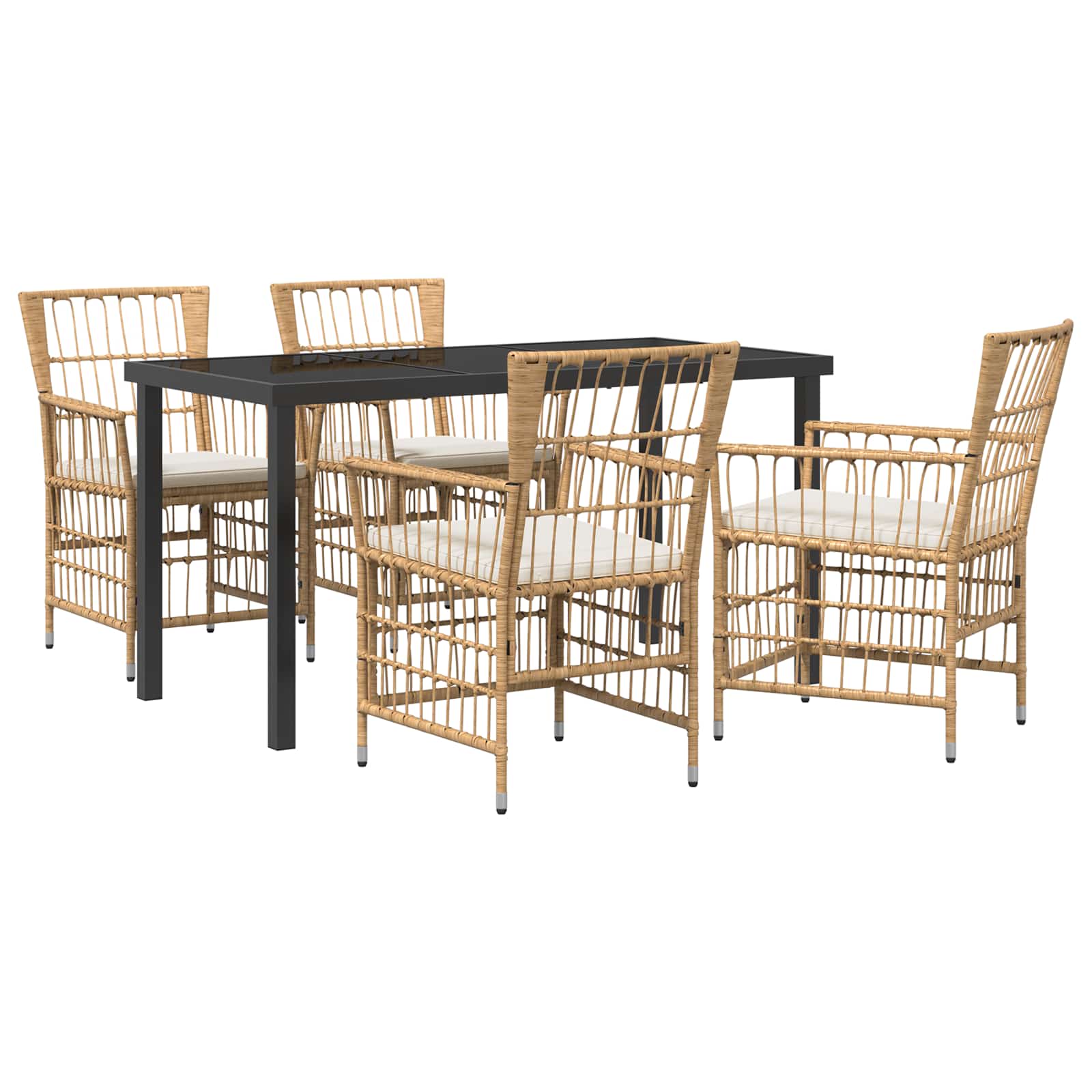 Ensemble de repas extérieur 5 pc Naturel polyrotin
