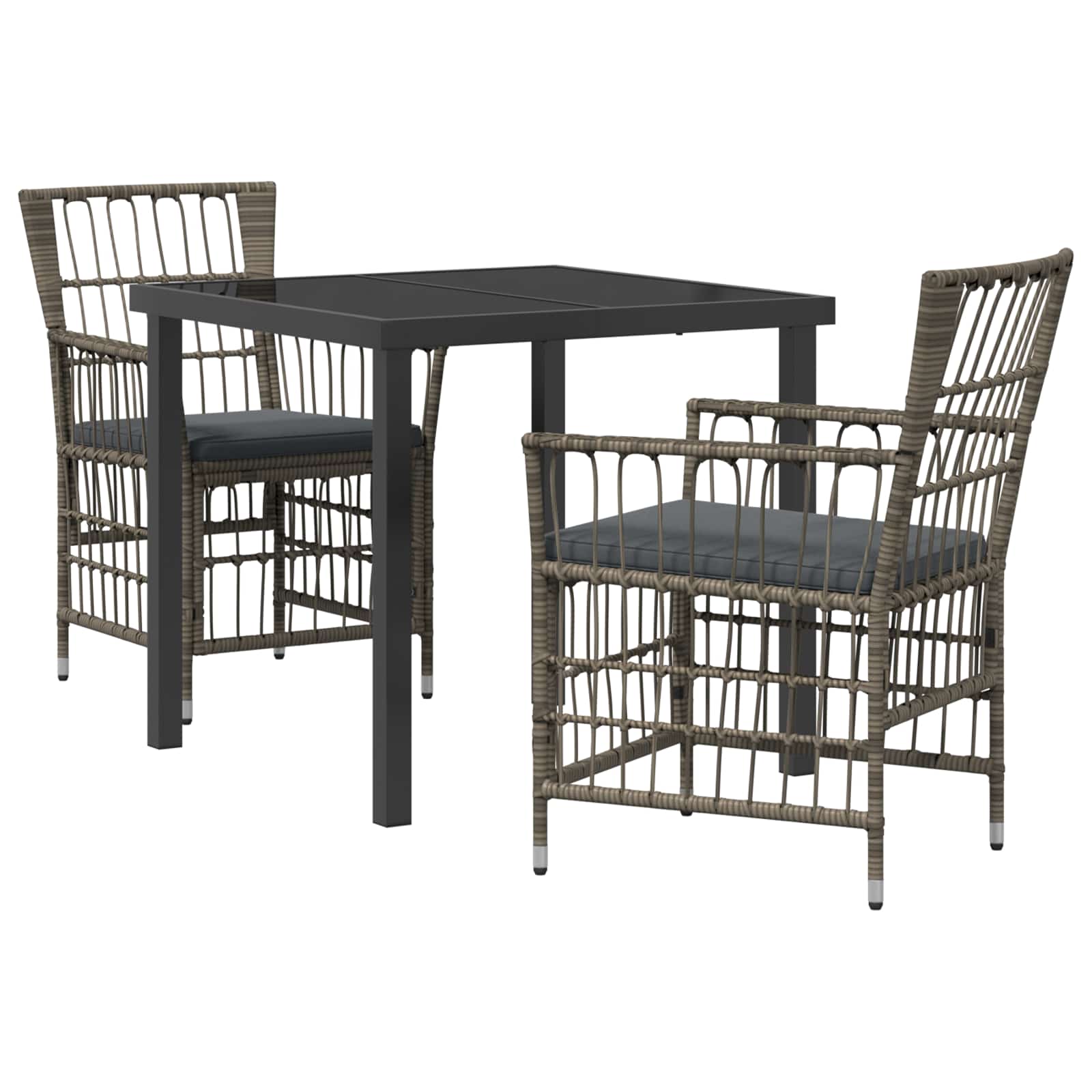 Ensemble de repas extérieur 3 pc Gris polyrotin