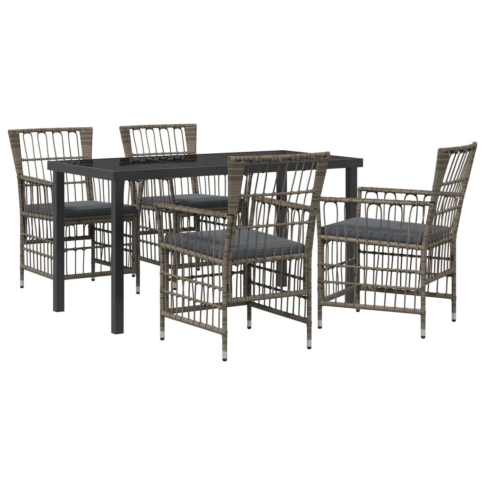 Ensemble de repas extérieur 5 pc Gris polyrotin