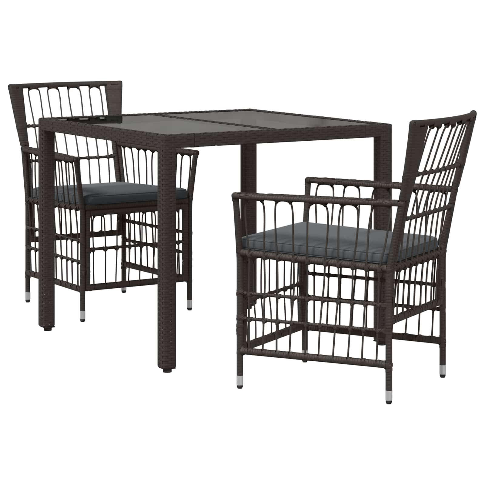 Ensemble de repas extérieur 3 pc Noir polyrotin