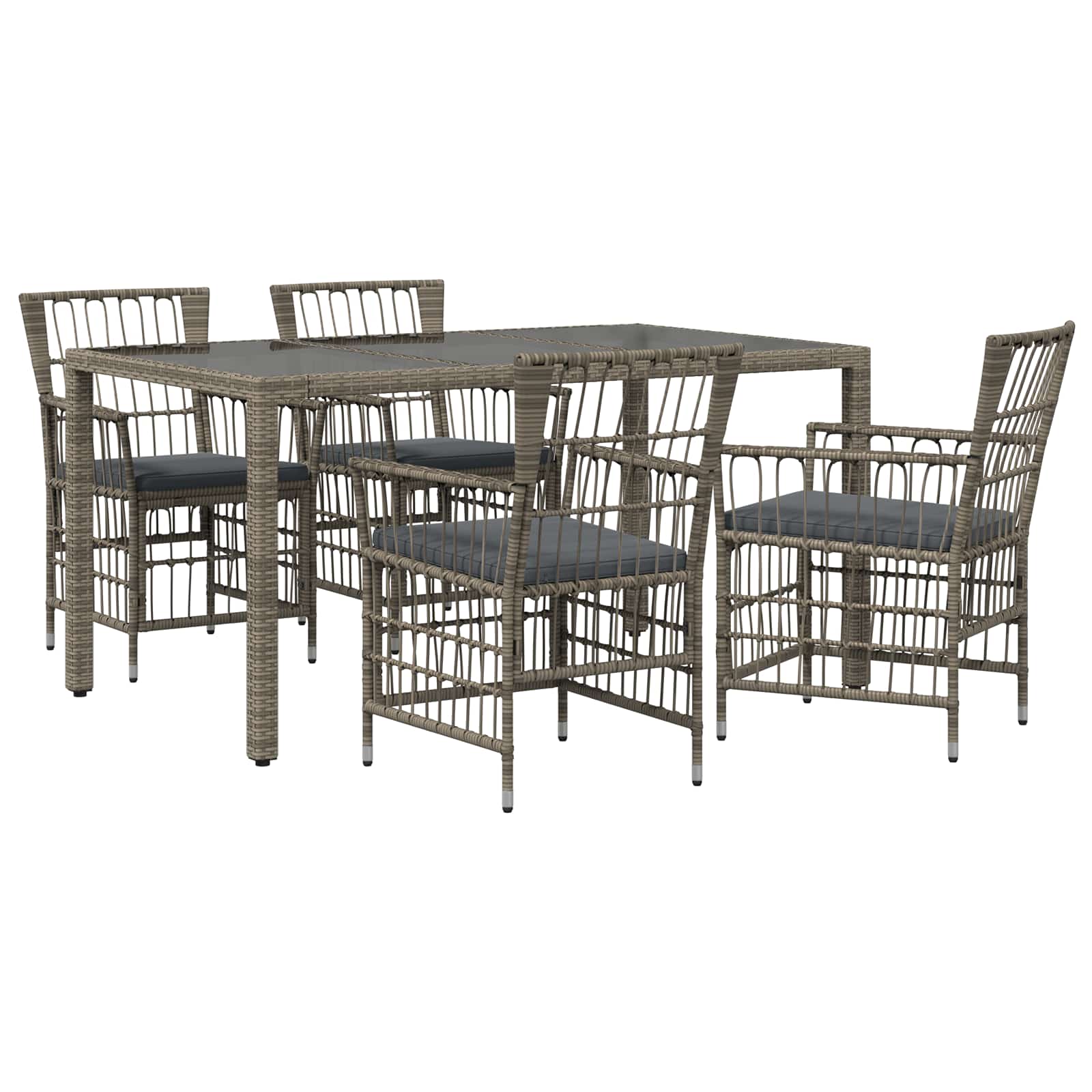 Ensemble de repas extérieur 5 pc Gris polyrotin