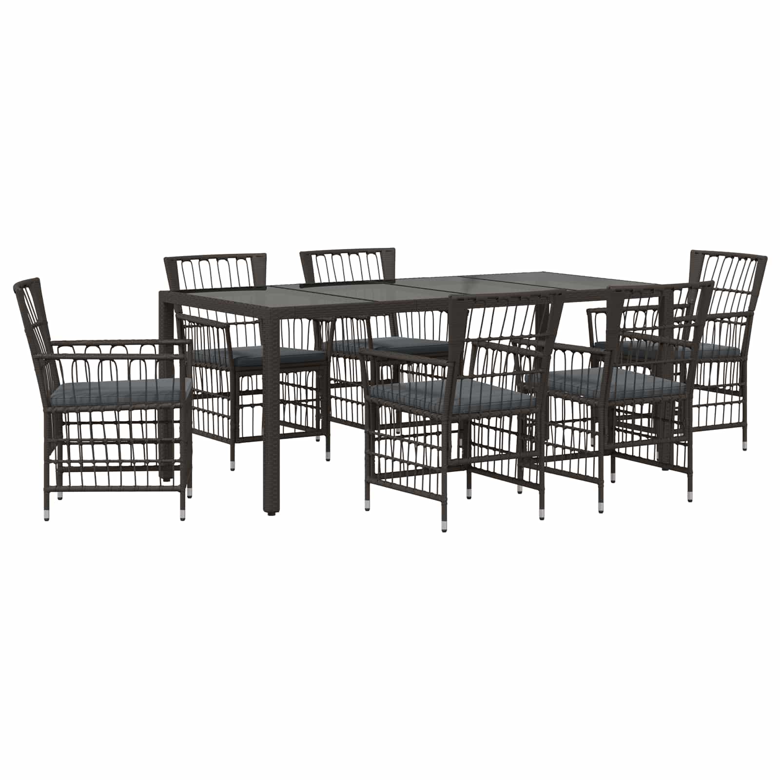 Ensemble de repas extérieur 7 pc Noir polyrotin