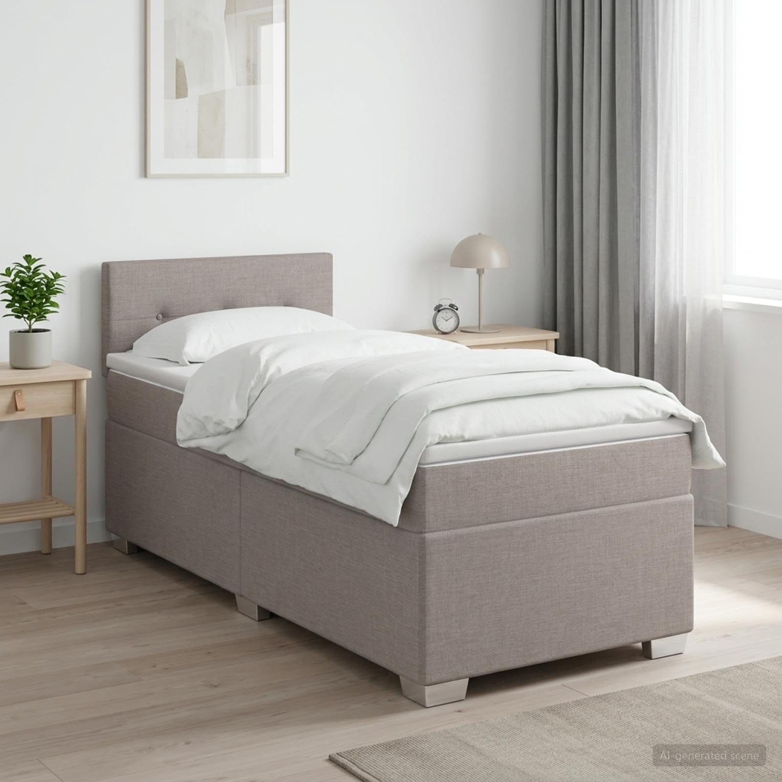 Lit boxspring avec matelas Taupe 80 x 200 cm Tissu