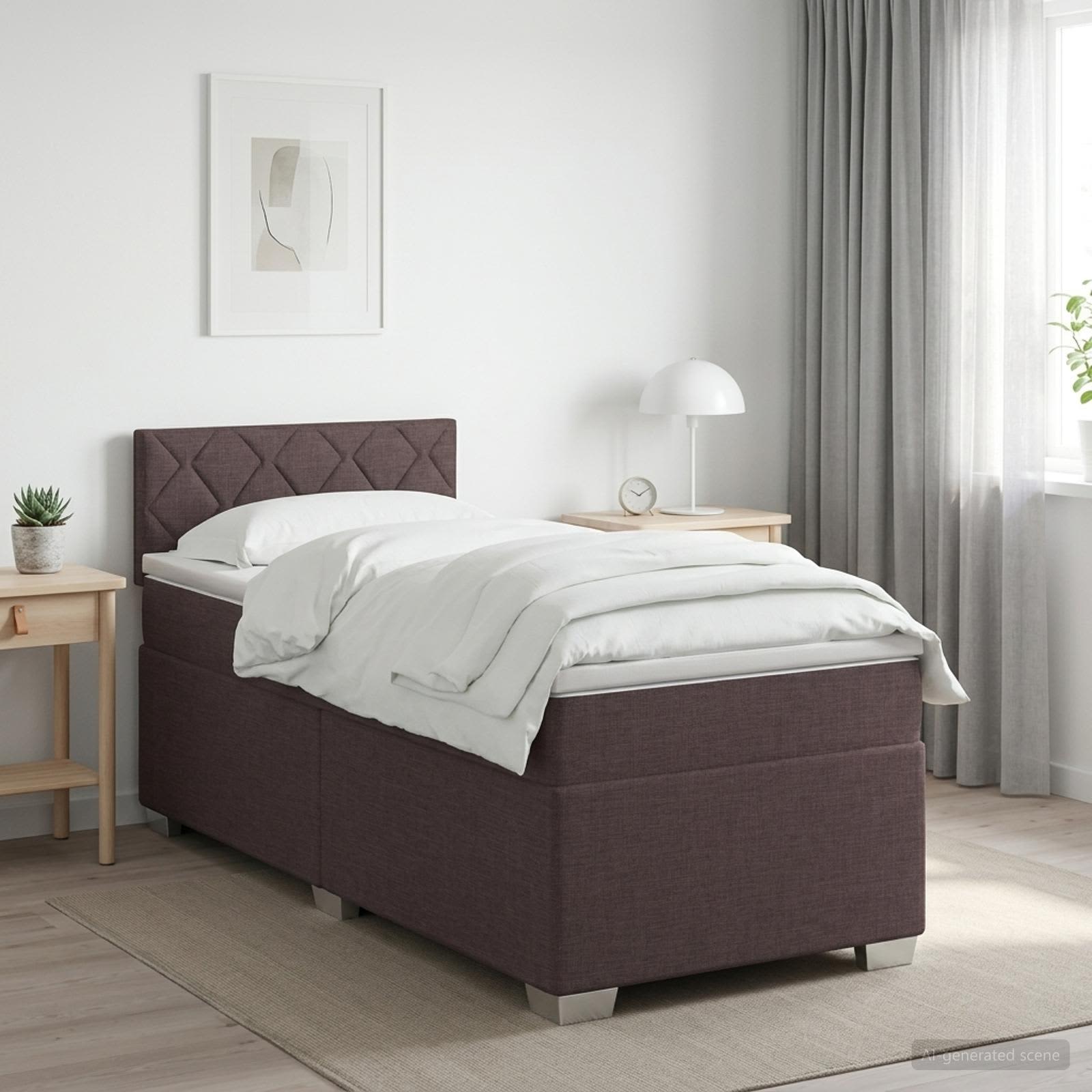 Lit boxspring avec matelas Marron foncé 80 x 200 cm Tissu - XIOS