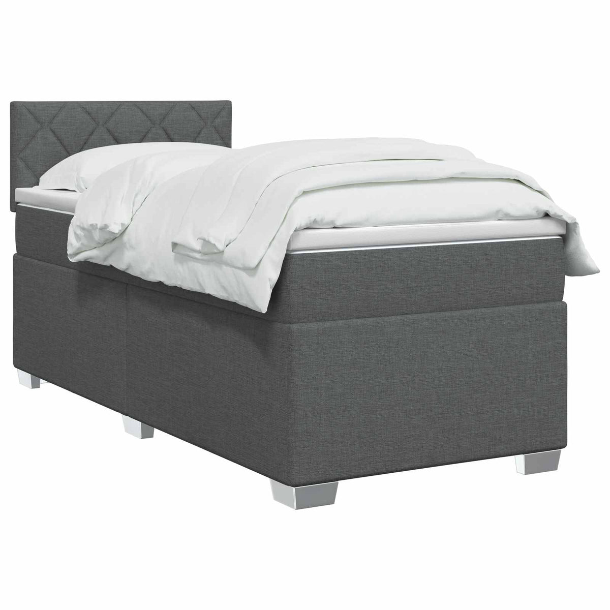 Lit boxspring avec matelas Gris foncé 90 x 200 cm Tissu