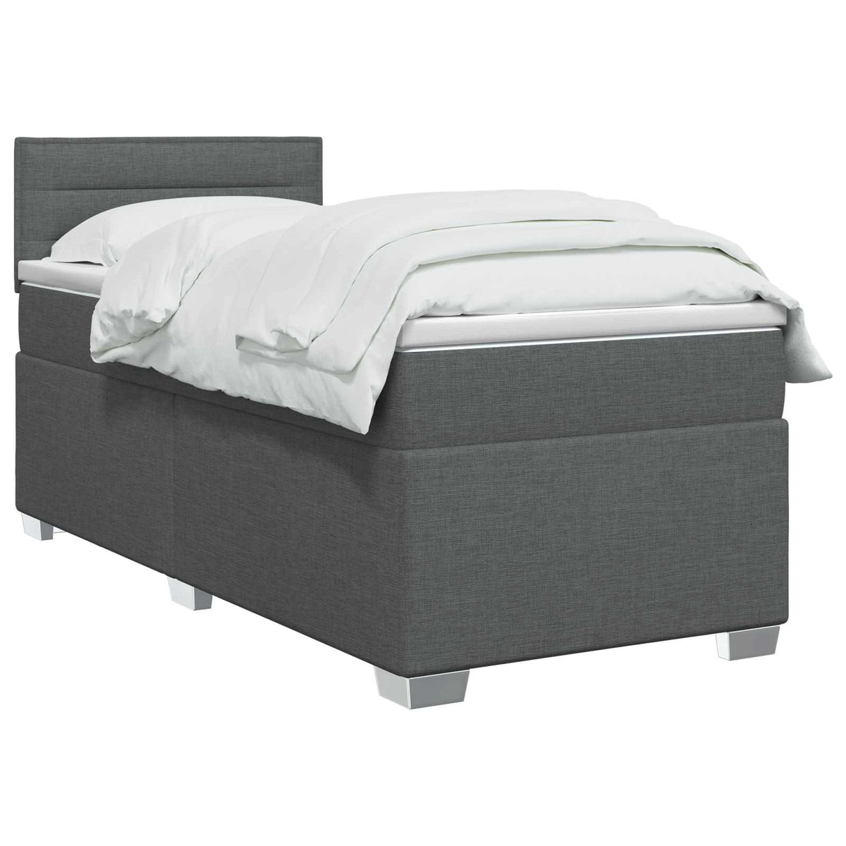 Lit boxspring avec matelas Gris foncé 100 x 200 cm Tissu