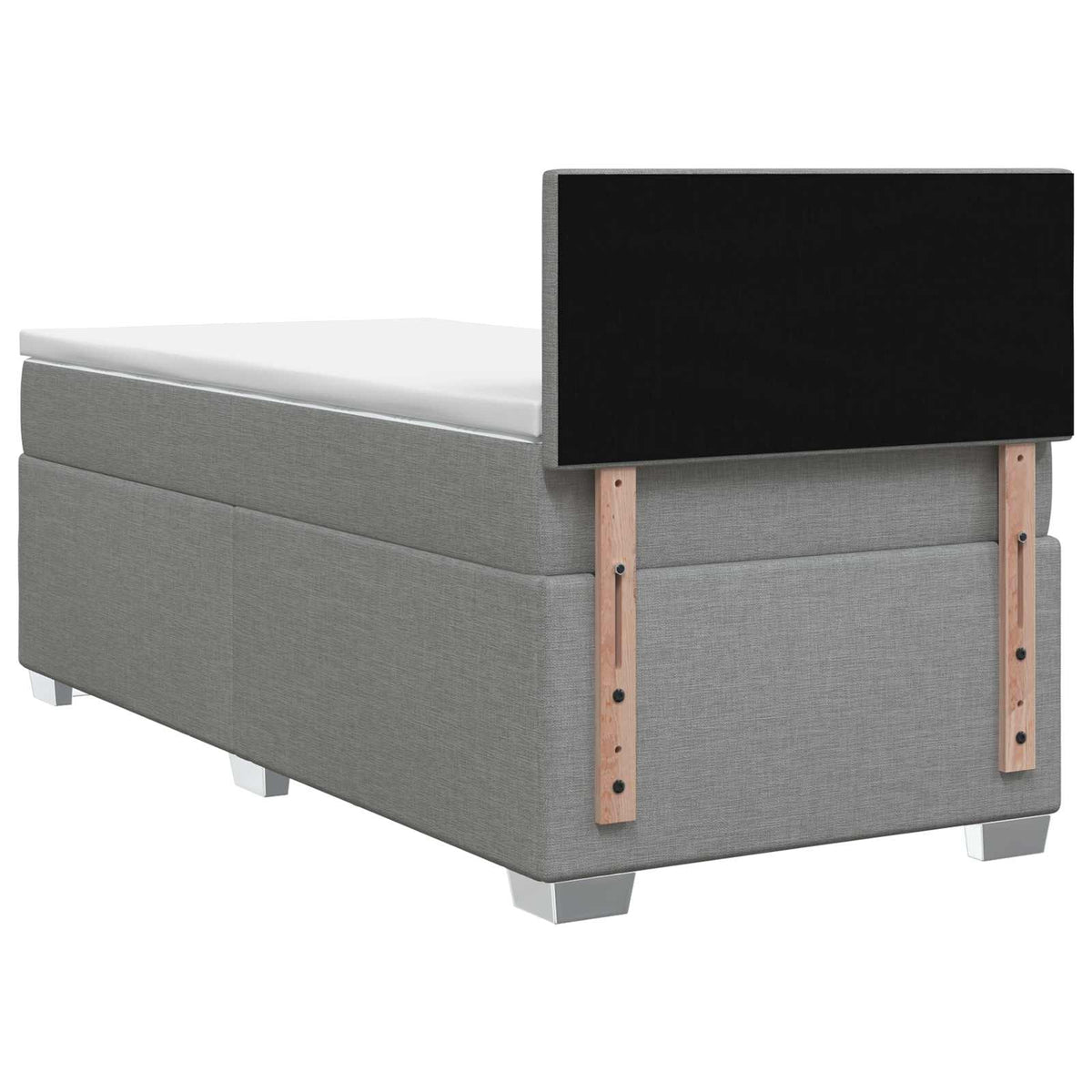 Lit boxspring avec matelas Gris clair 100 x 200 cm Tissu