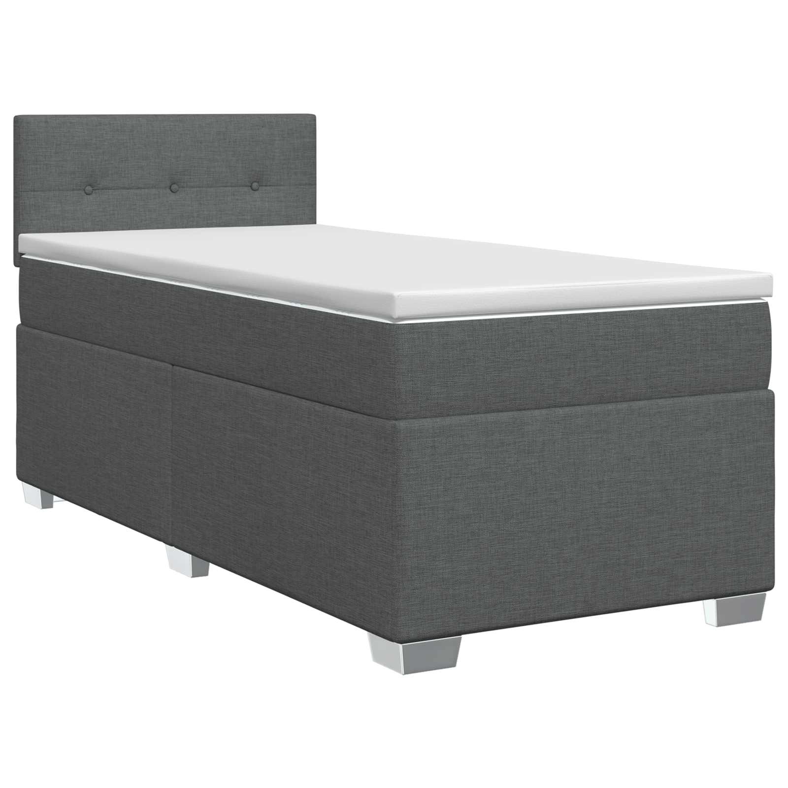 Lit boxspring avec matelas Gris foncé 100 x 200 cm Tissu