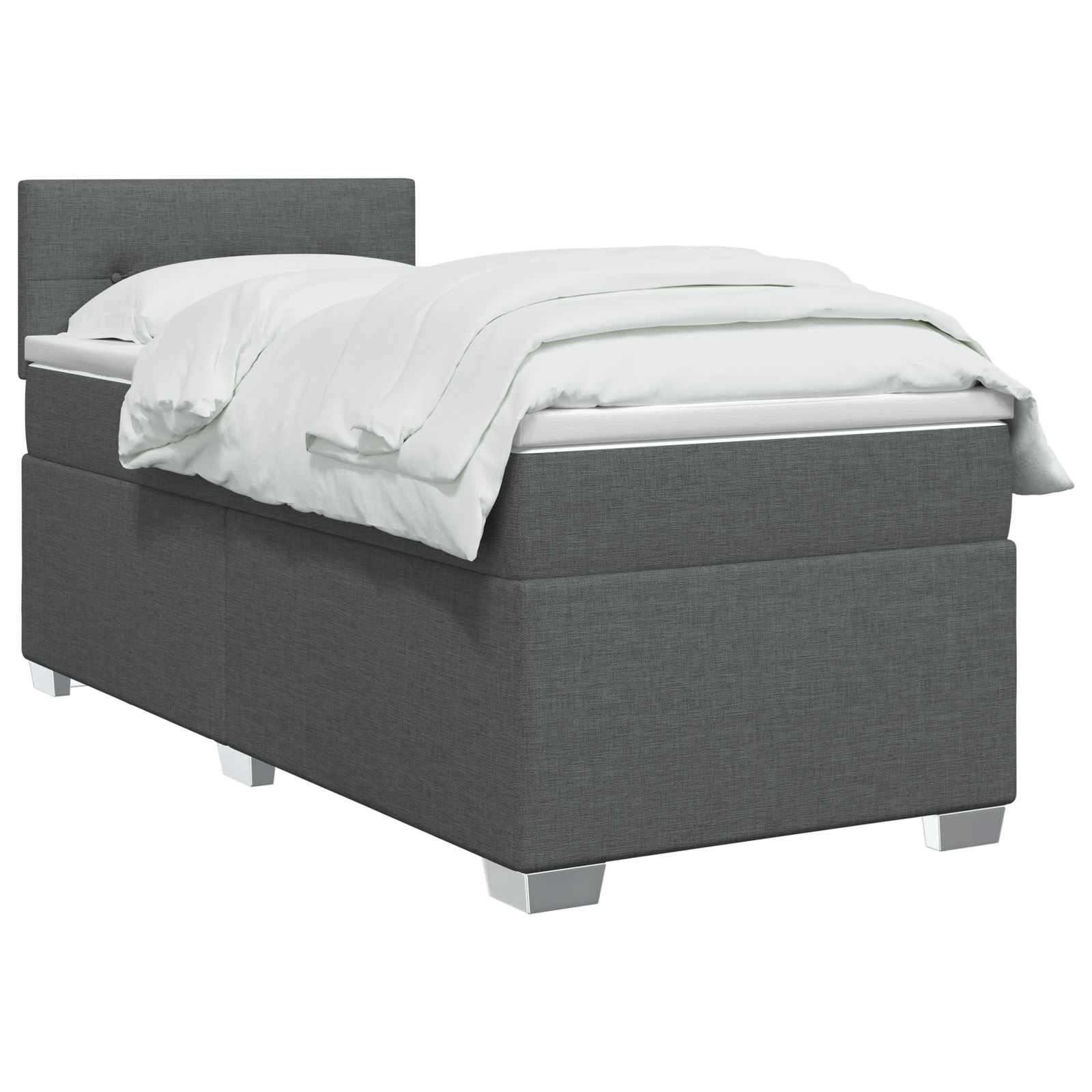Lit boxspring avec matelas Gris foncé 100 x 200 cm Tissu