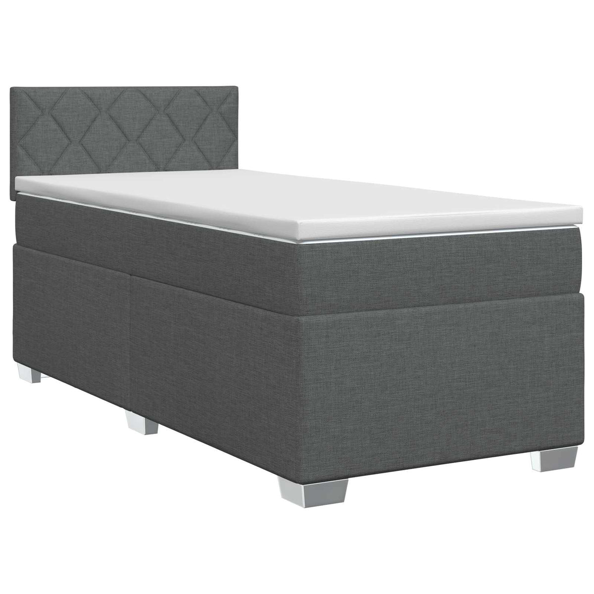 Lit boxspring avec matelas Gris foncé 100 x 200 cm Tissu