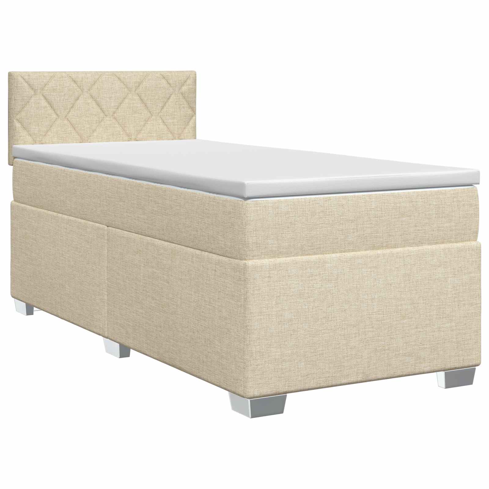 Lit boxspring avec matelas Crème 100 x 200 cm Tissu