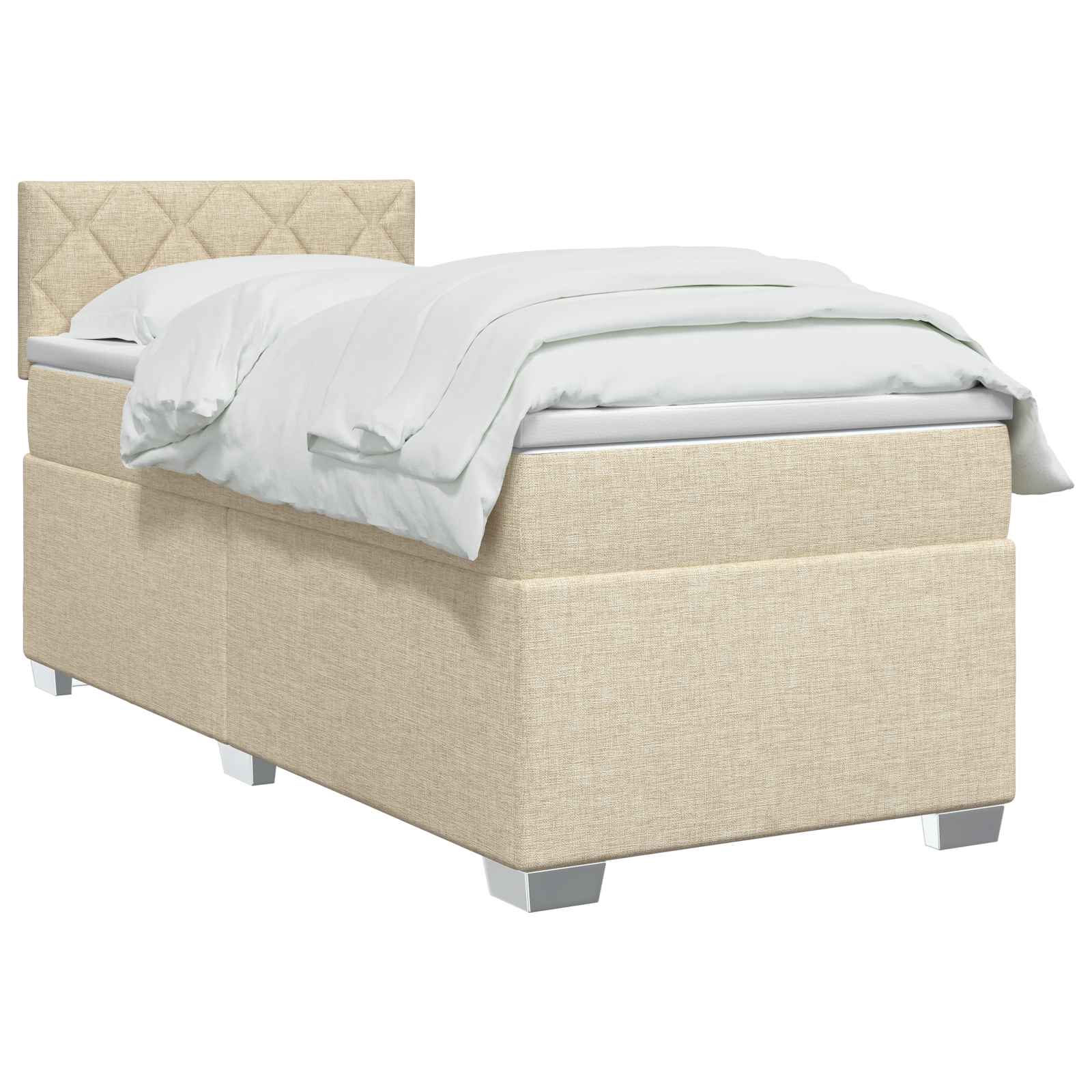 Lit boxspring avec matelas Crème 100 x 200 cm Tissu