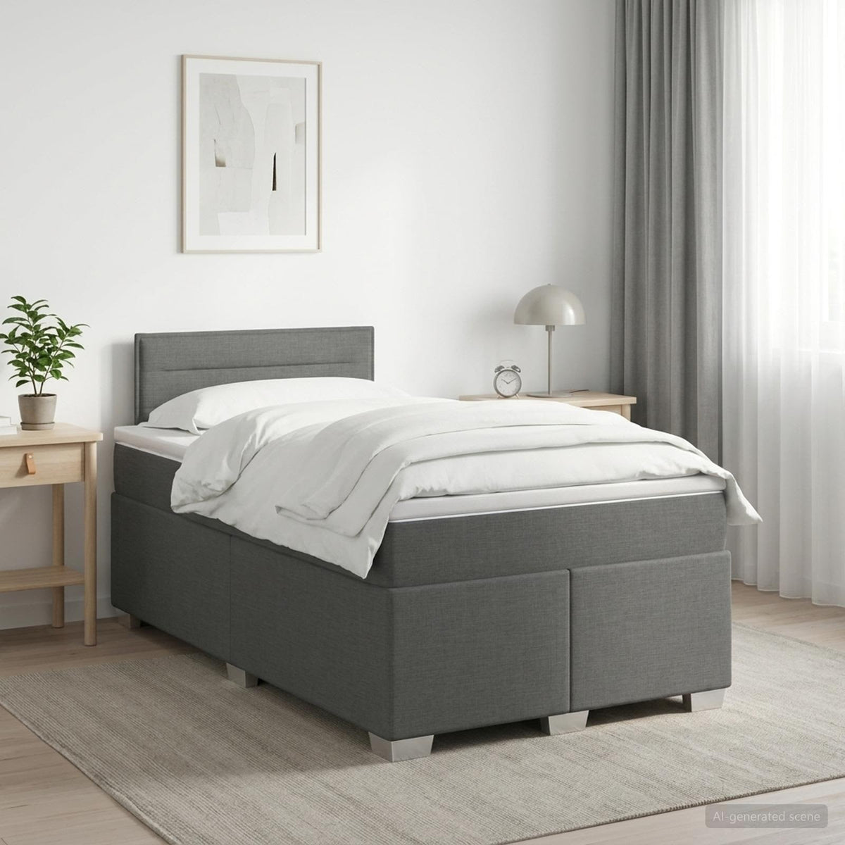 Lit boxspring avec matelas Gris foncé 120 x 190 cm Tissu