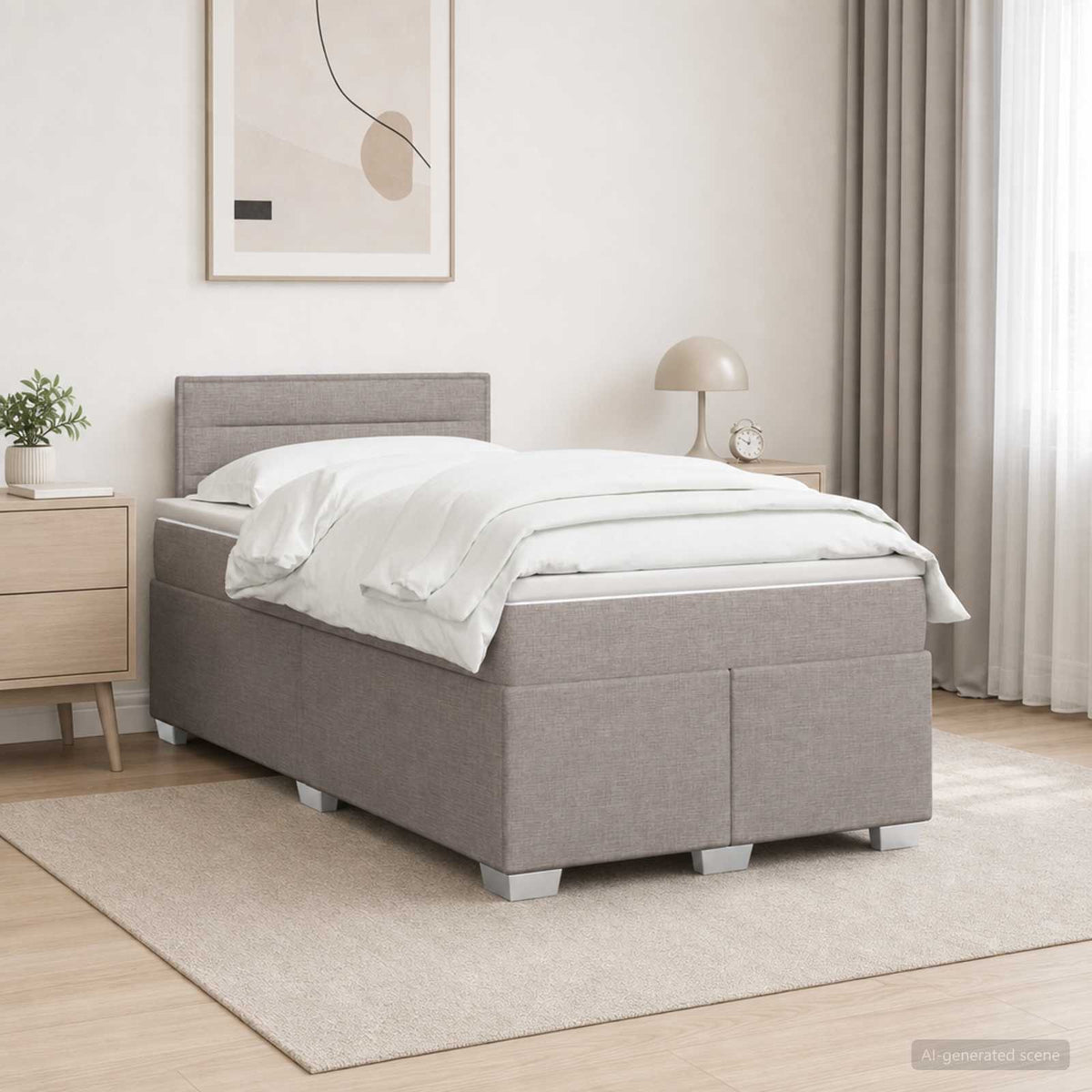 Lit boxspring avec matelas Taupe 120 x 190 cm Tissu