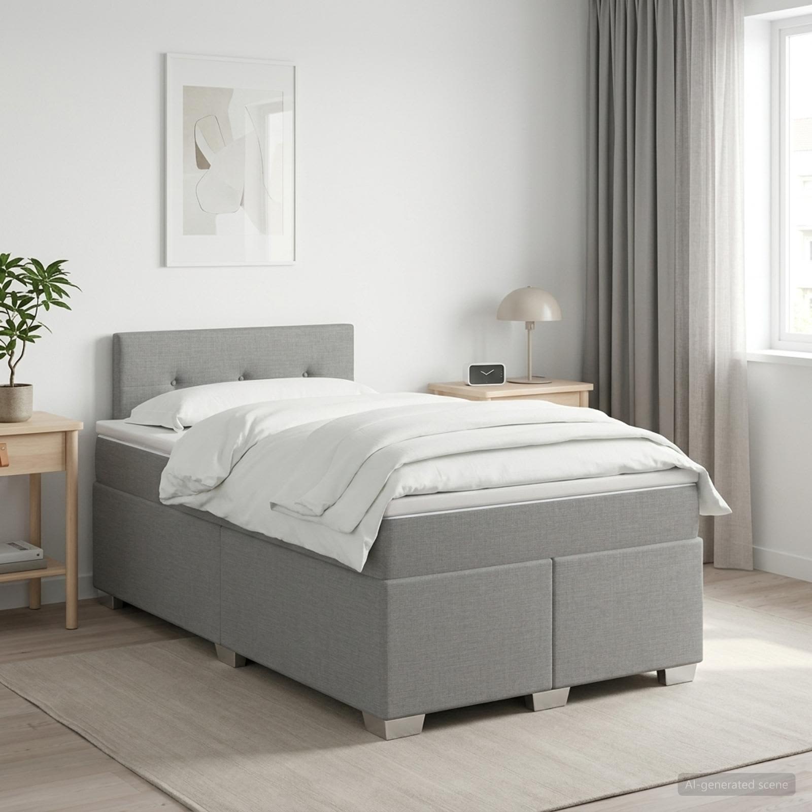 Lit boxspring avec matelas Gris clair 120 x 190 cm Tissu