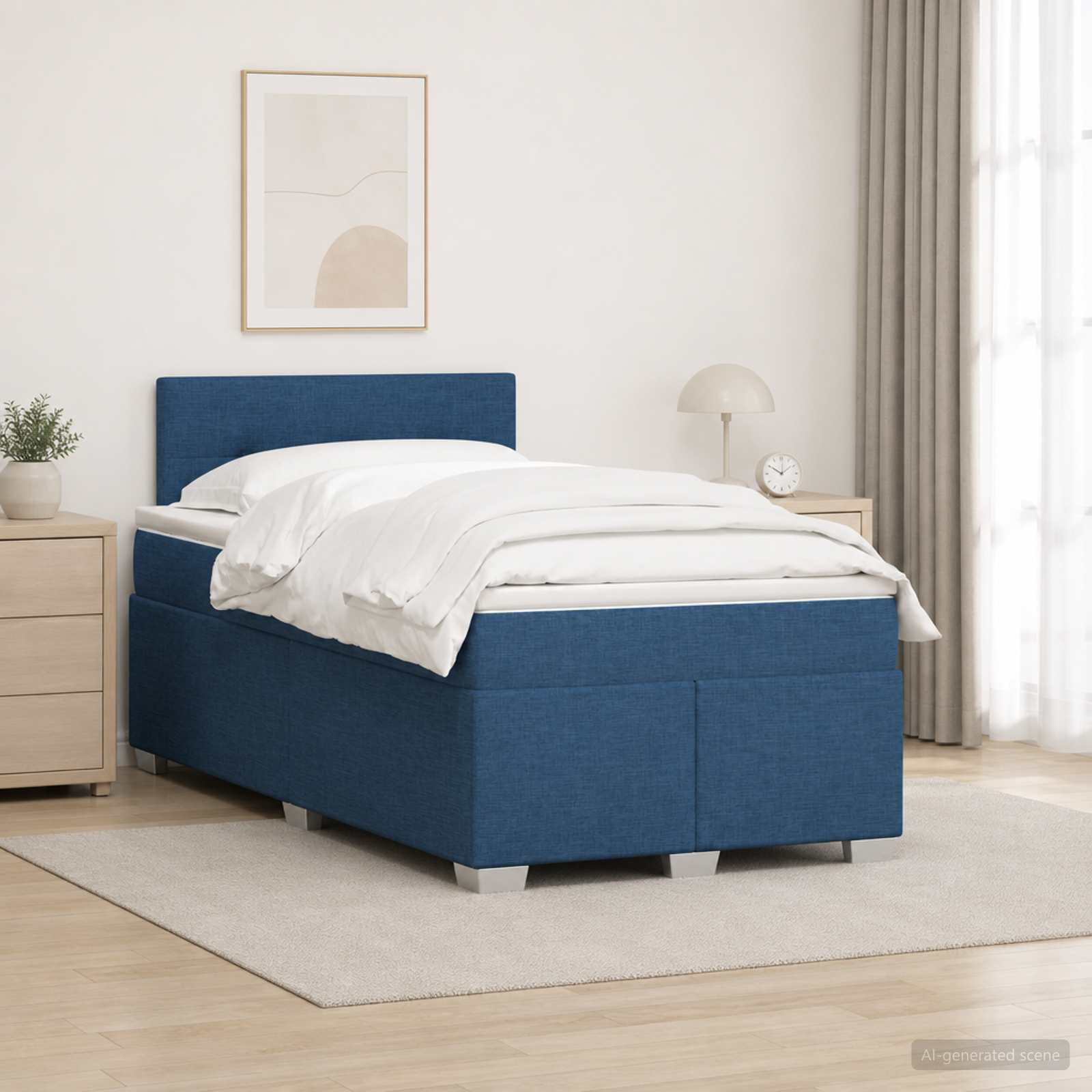 Lit boxspring avec matelas Bleu 120 x 190 cm Tissu