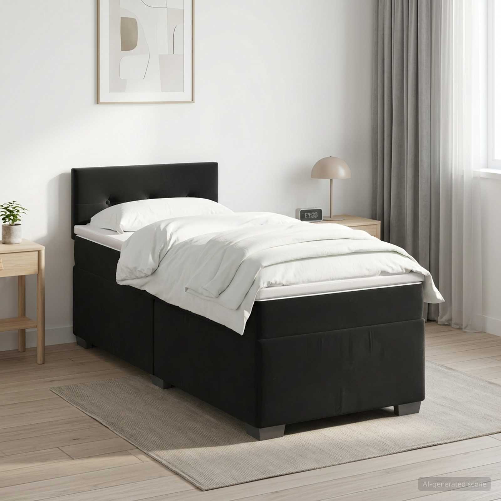 Lit boxspring avec matelas Noir 80 x 200 cm Velours - XIOS