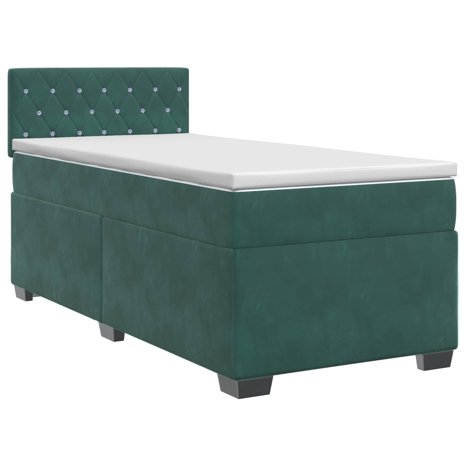 Lit boxspring avec matelas Vert foncé 100 x 200 cm Velours