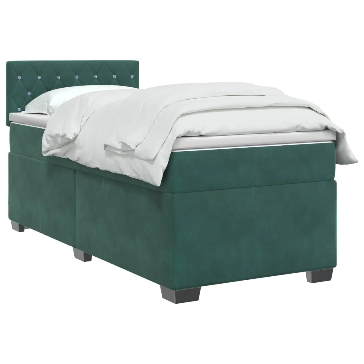 Lit boxspring avec matelas Vert foncé 100 x 200 cm Velours - XIOS