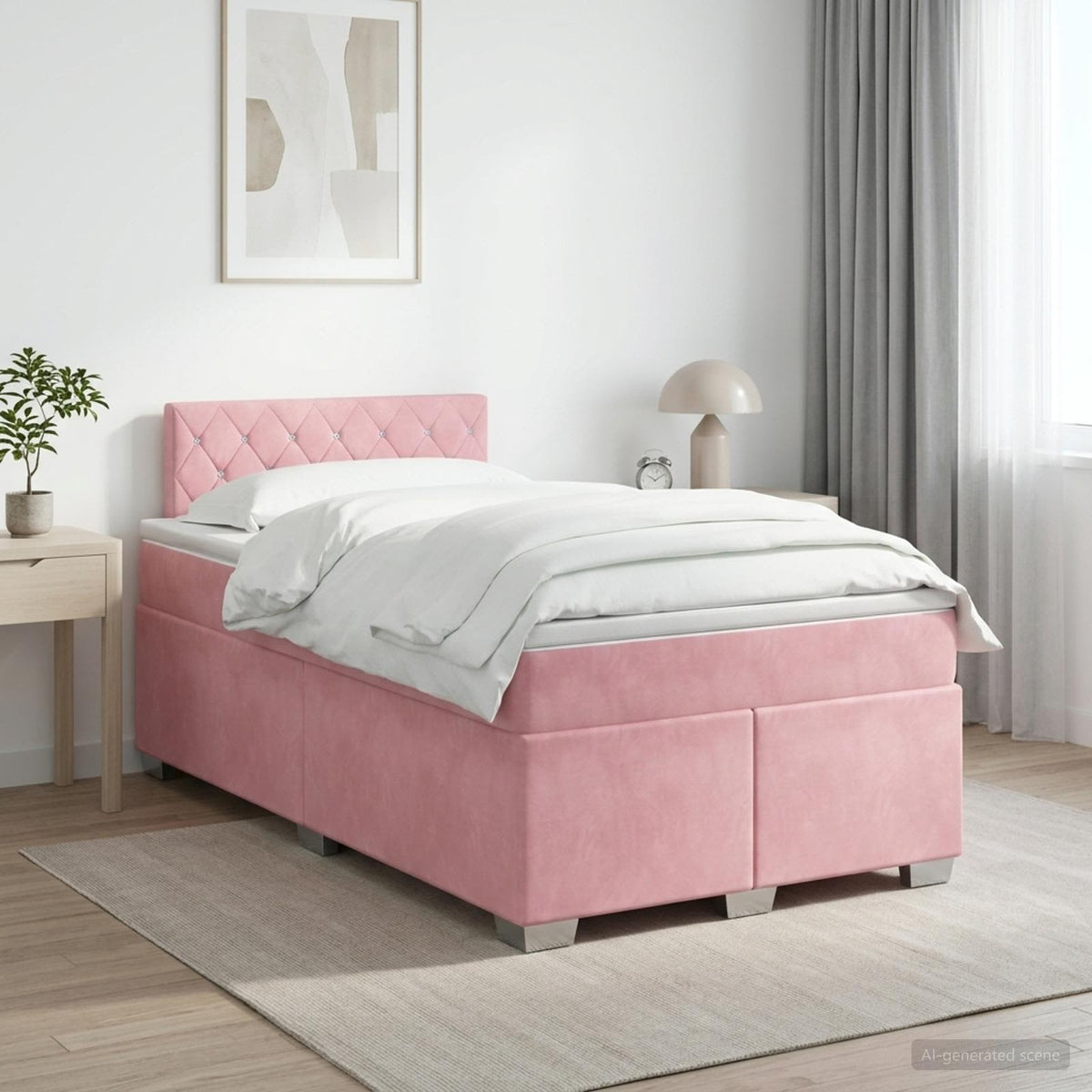 Lit boxspring avec matelas Rose 120 x 200 cm Velours