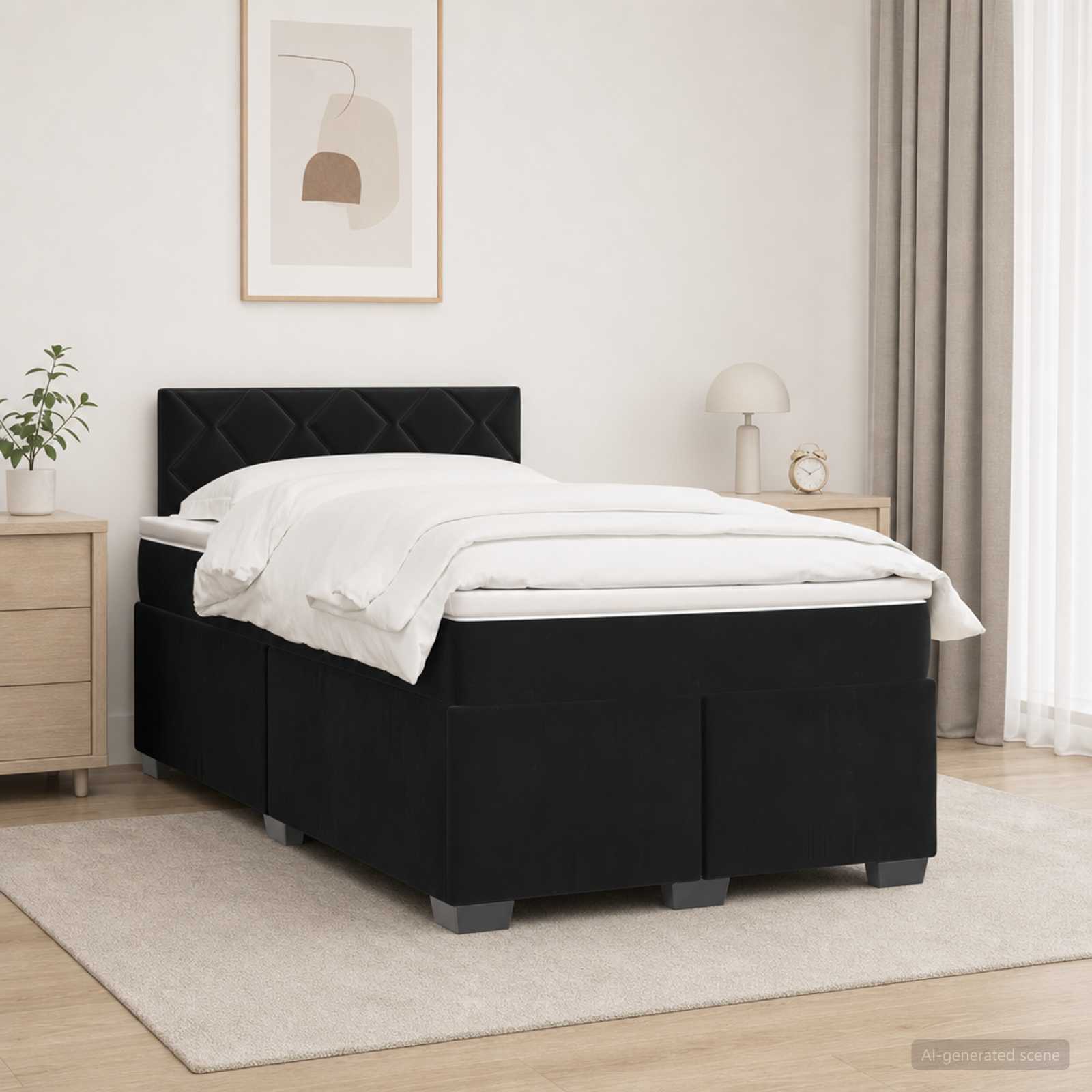 Lit boxspring avec matelas Noir 120 x 200 cm Velours