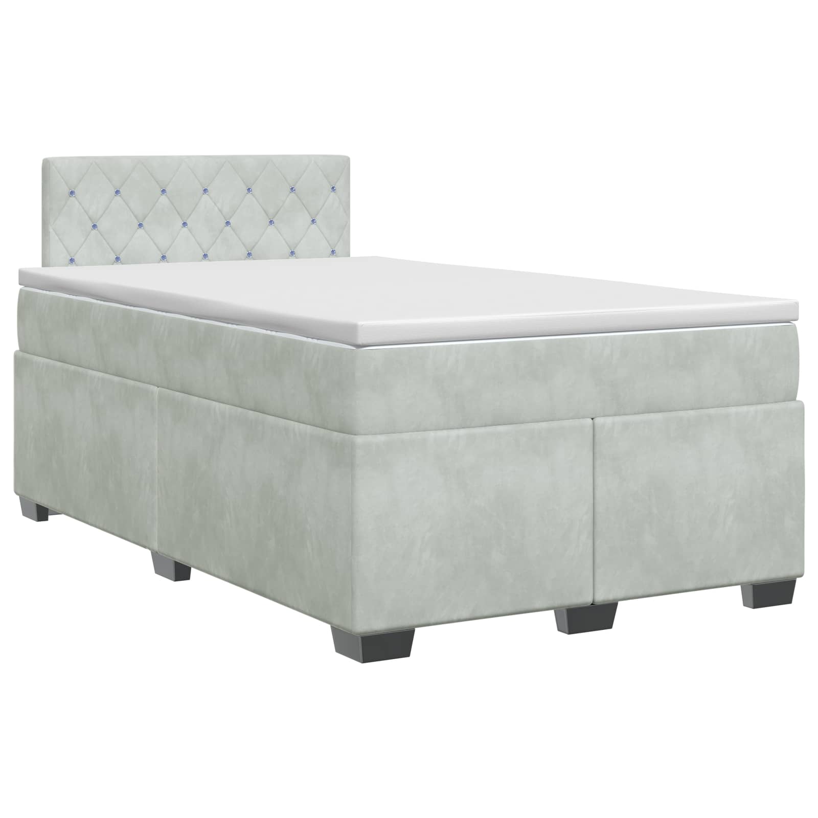 Lit boxspring avec matelas Gris clair 120 x 200 cm Velours - XIOS