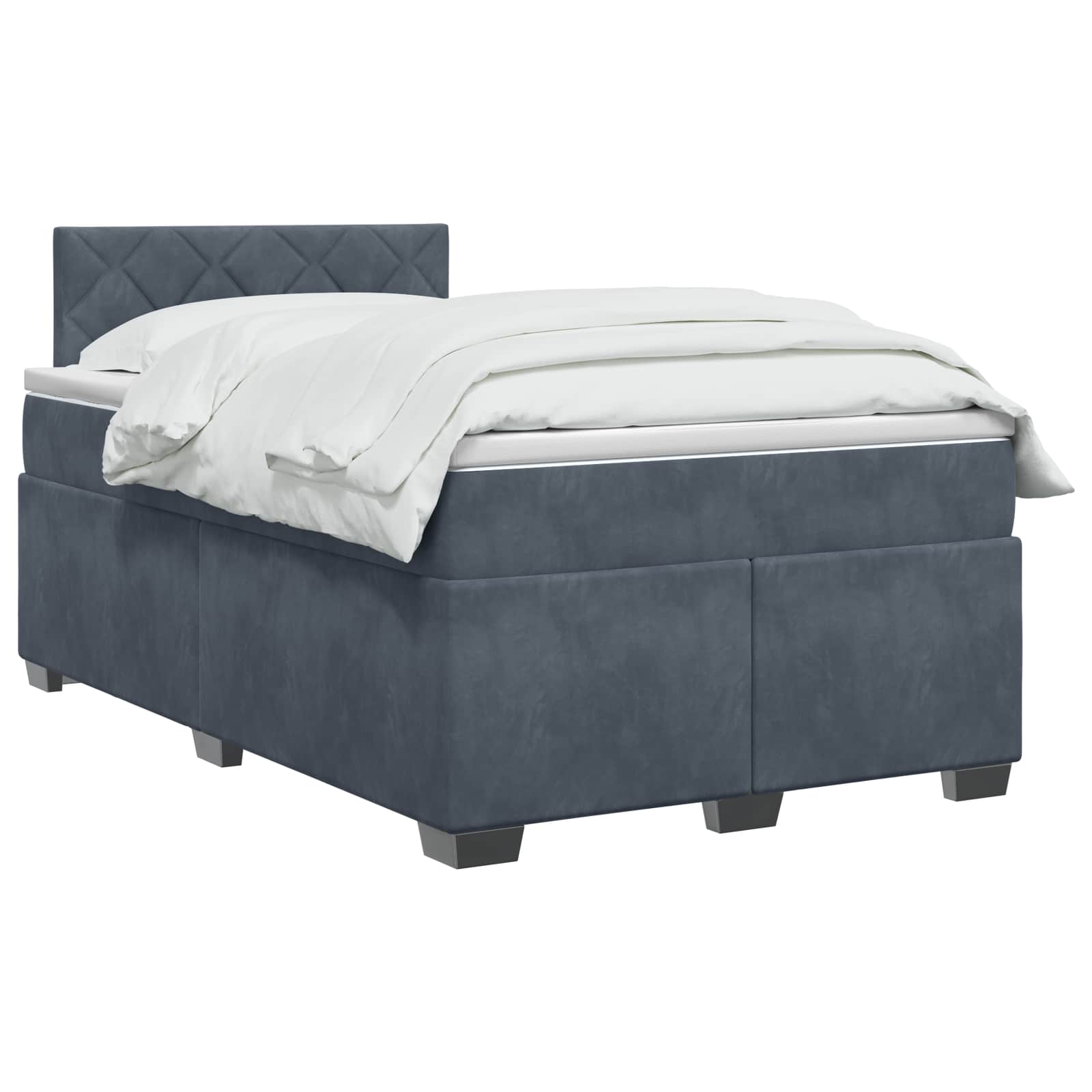 Lit boxspring avec matelas Gris foncé 120 x 200 cm Velours