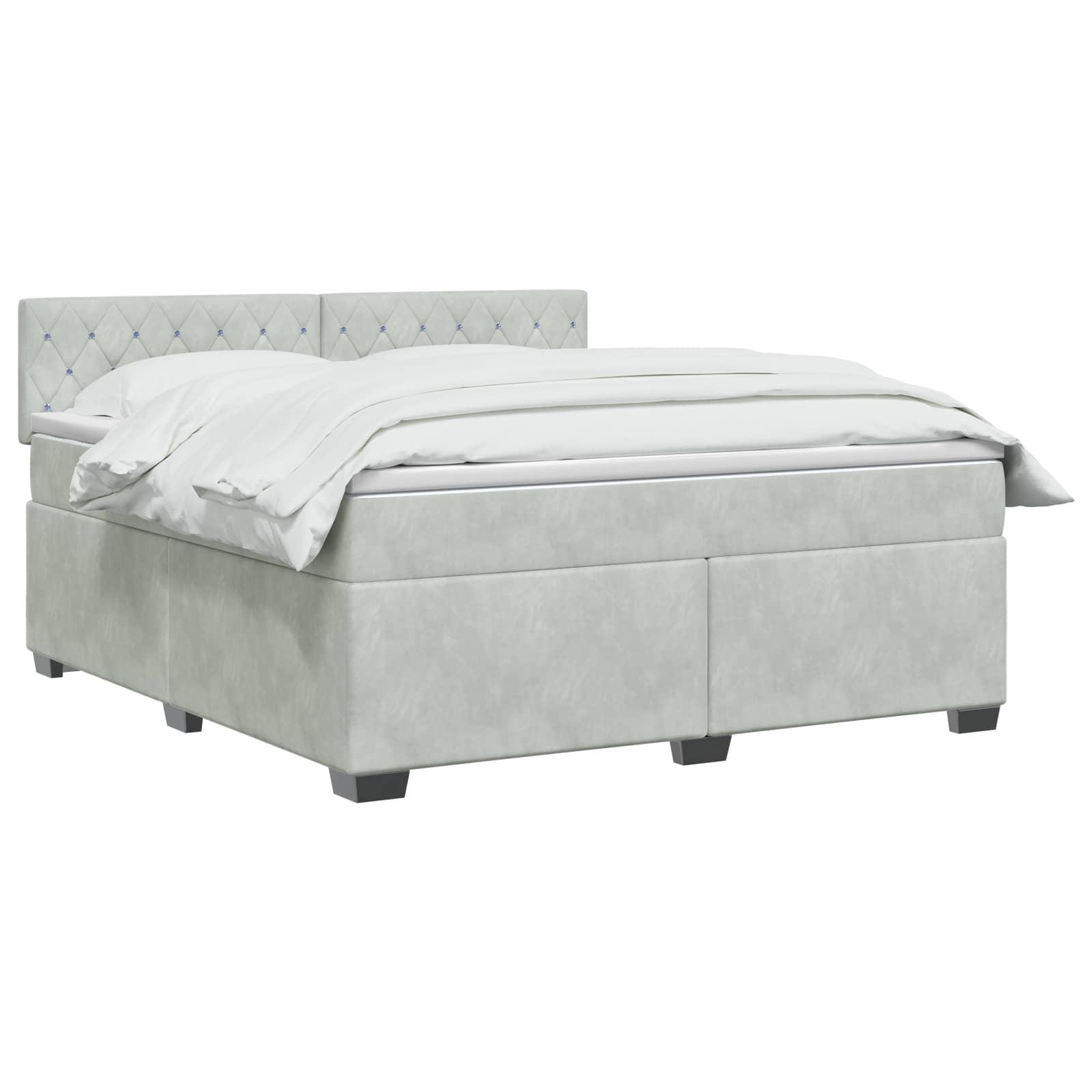 Lit boxspring avec matelas Gris clair 140 x 190 cm Velours