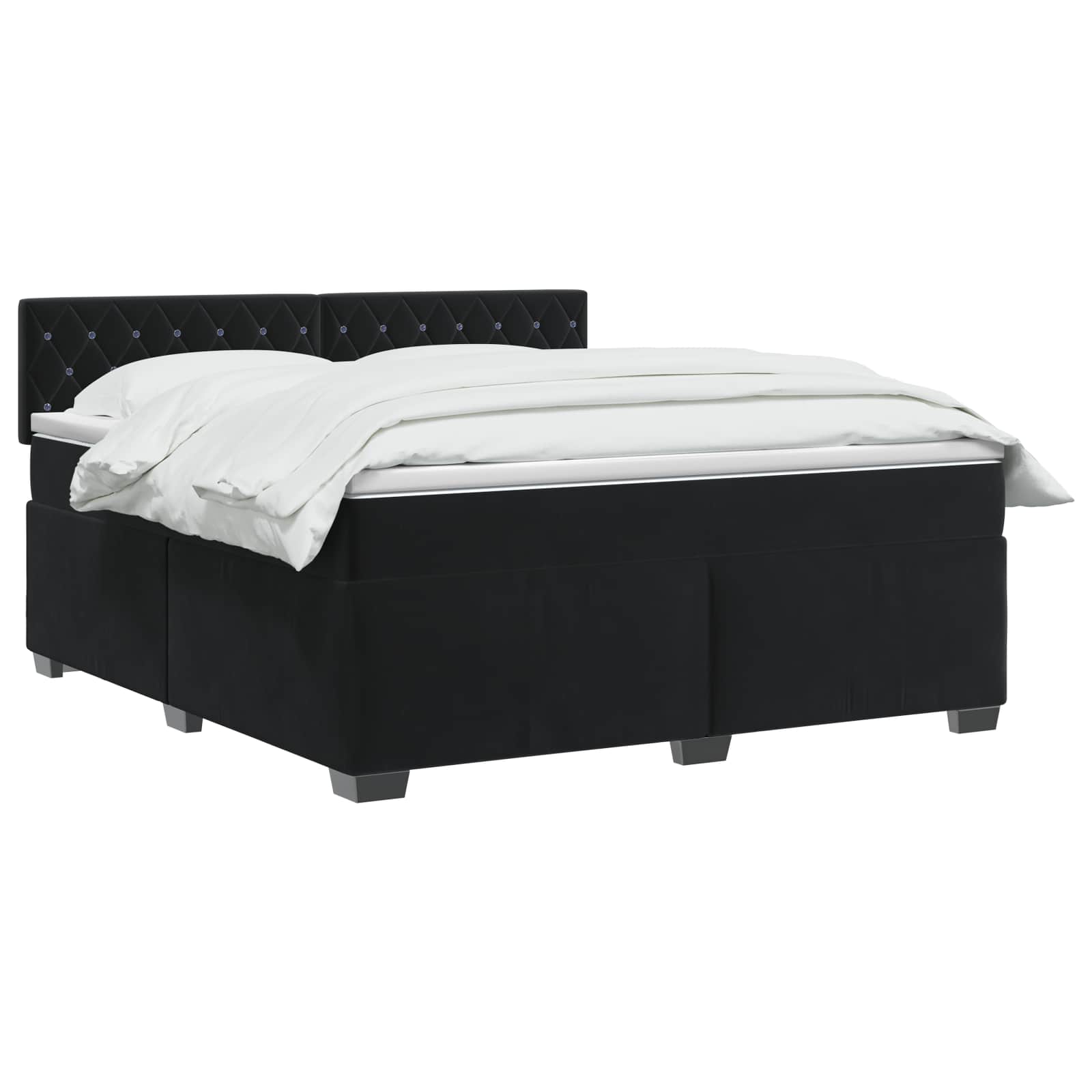 Lit boxspring avec matelas Noir 140 x 190 cm Velours