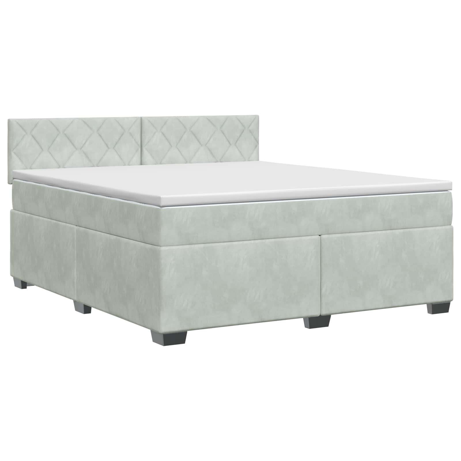 Lit boxspring avec matelas Gris clair 140 x 190 cm Velours