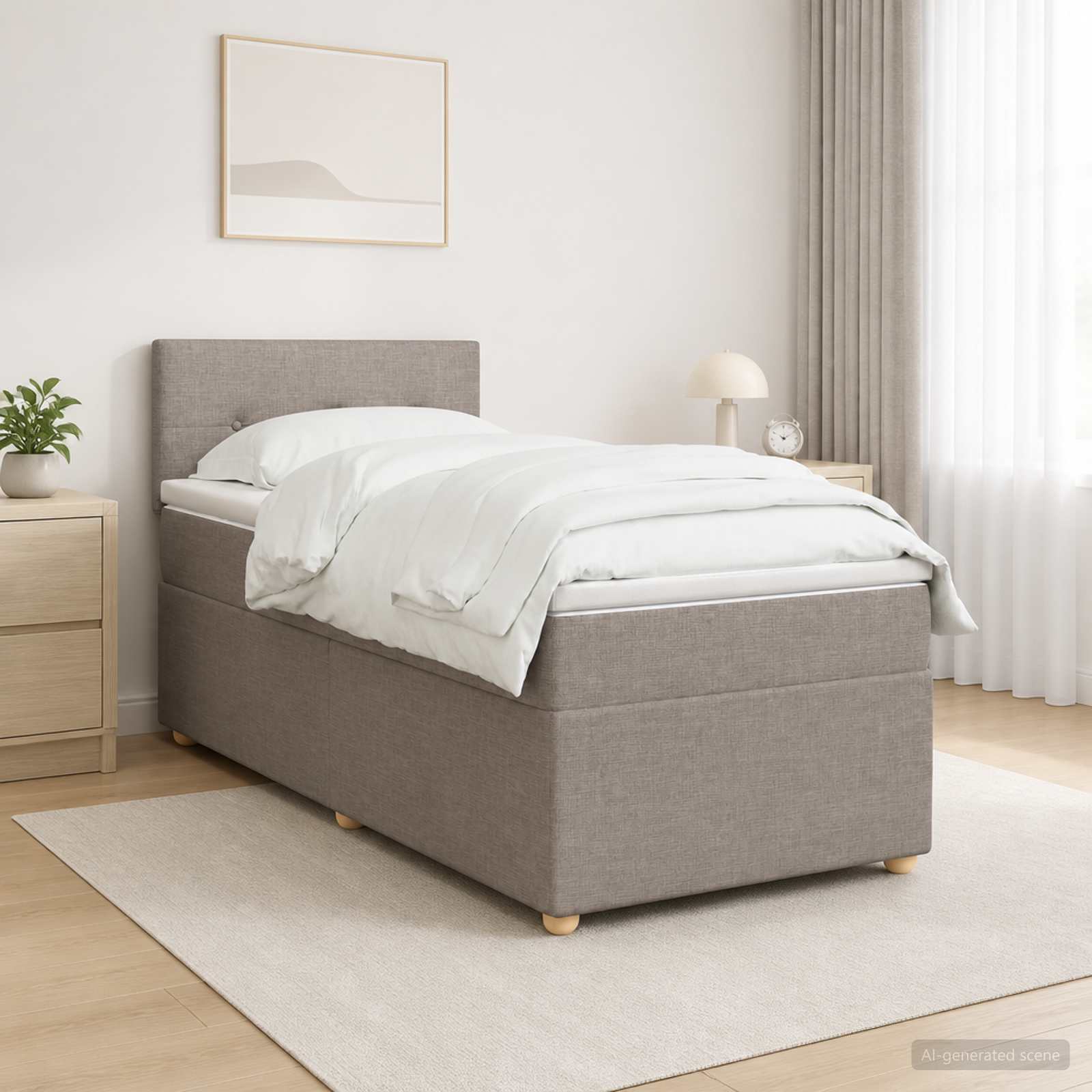 Lit boxspring avec matelas Taupe 100 x 200 cm Tissu