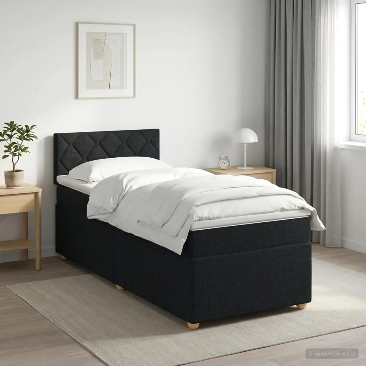 Lit boxspring avec matelas Noir 80 x 200 cm Tissu - XIOS