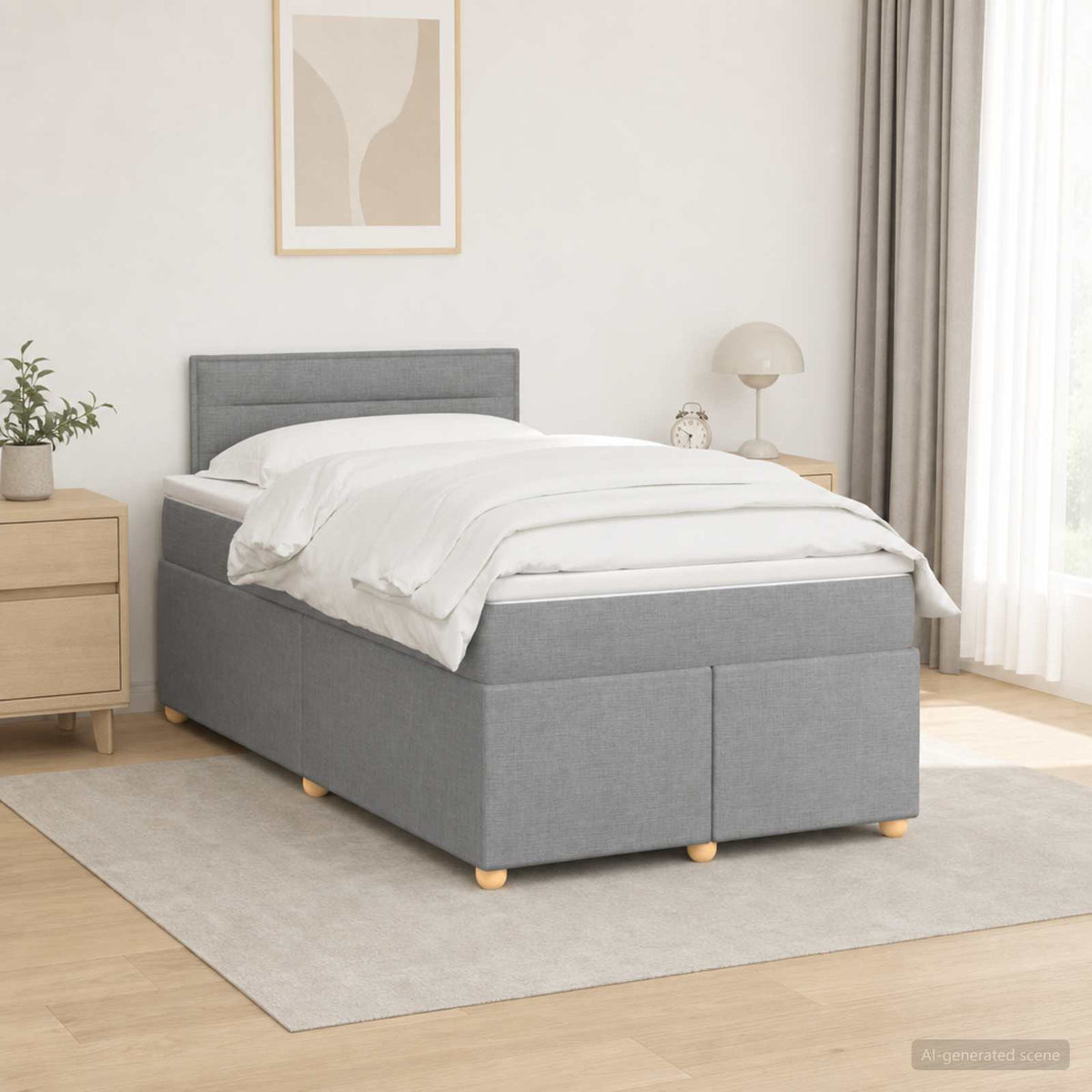 Lit boxspring avec matelas Gris clair 120 x 200 cm Tissu