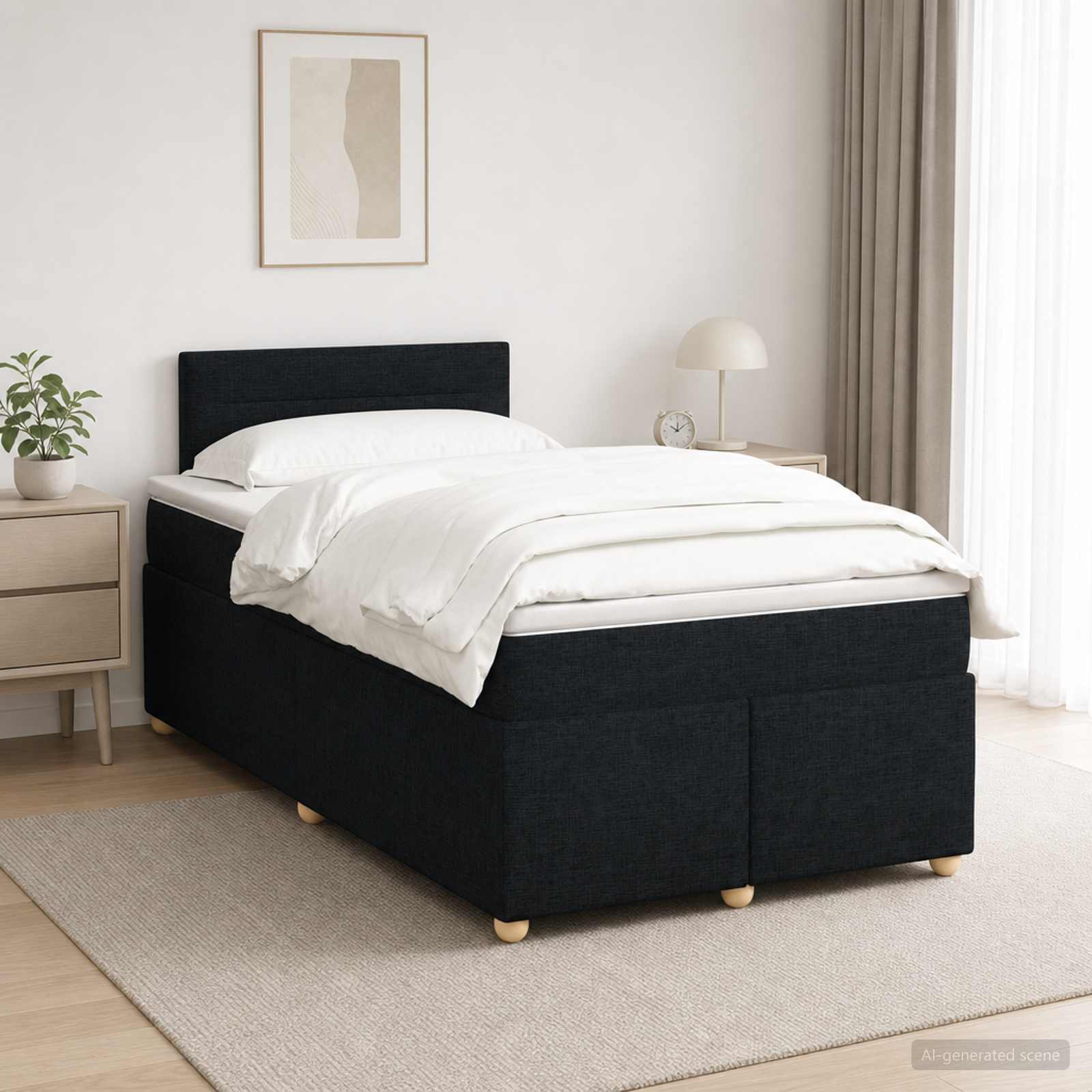 Lit boxspring avec matelas Noir 120 x 200 cm Tissu