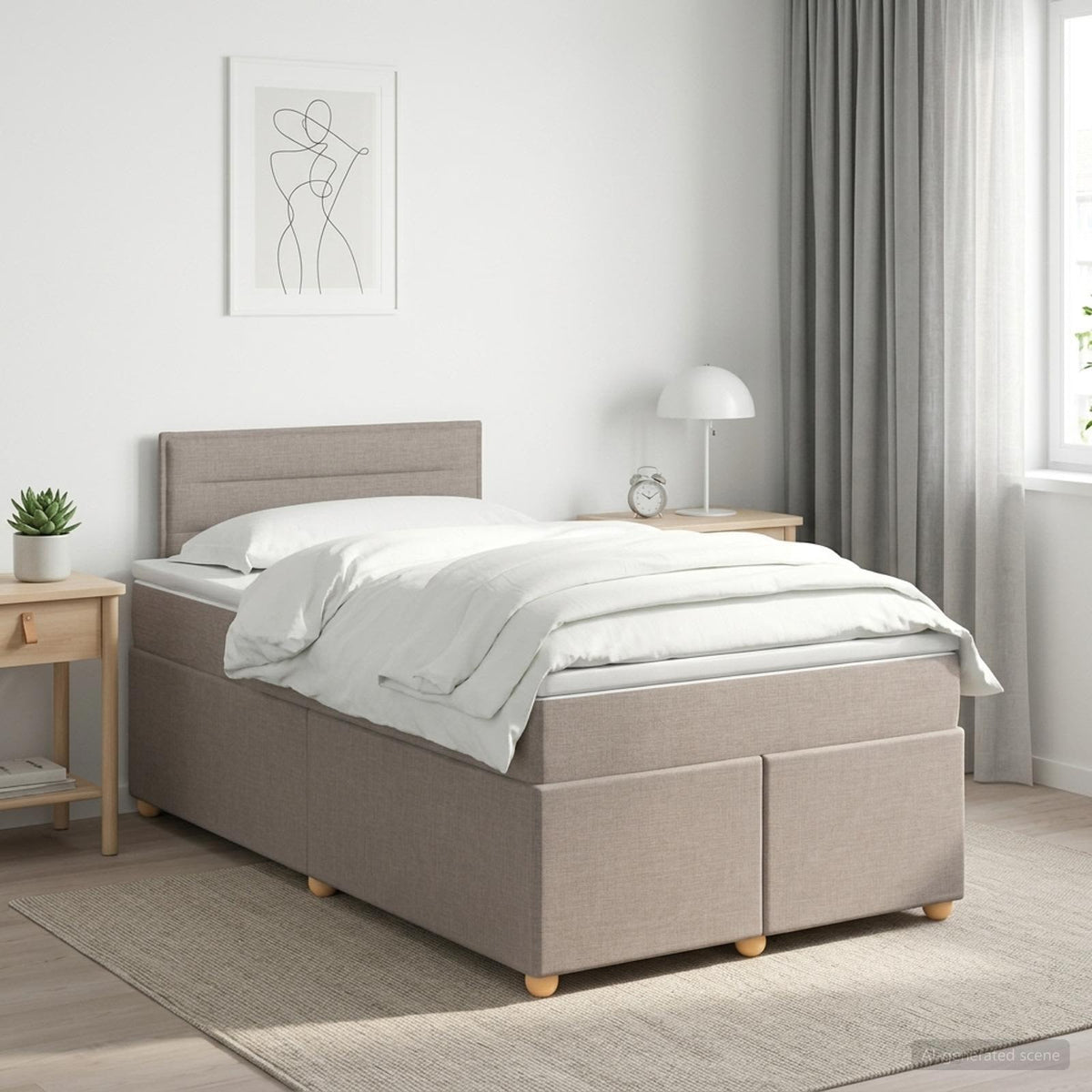 Lit boxspring avec matelas Taupe 120 x 190 cm Tissu
