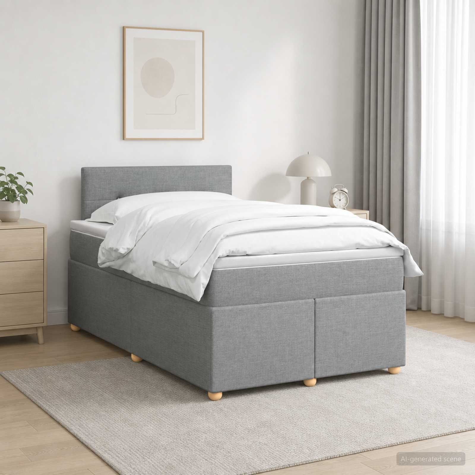 Lit boxspring avec matelas Gris clair 120 x 200 cm Tissu