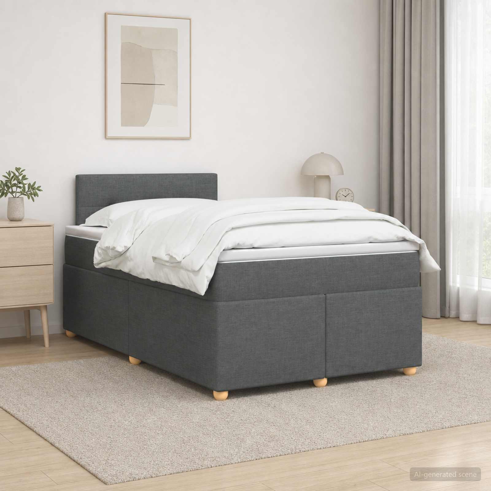Lit boxspring avec matelas Gris foncé 120 x 190 cm Tissu