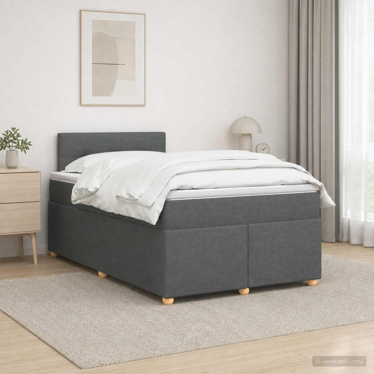 Lit boxspring avec matelas Gris foncé 120 x 200 cm Tissu