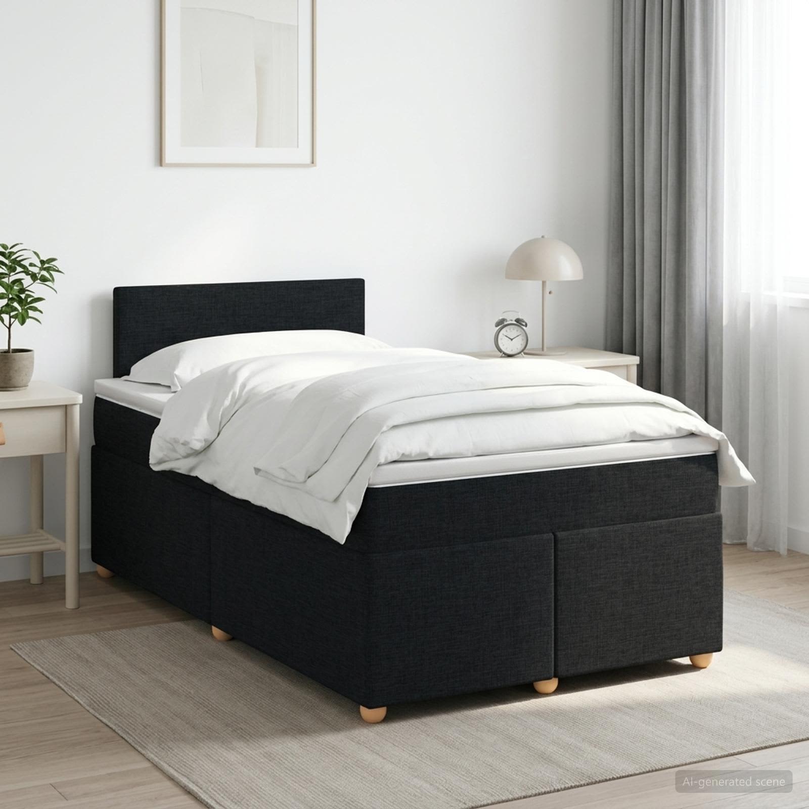 Lit boxspring avec matelas Noir 120 x 190 cm Tissu
