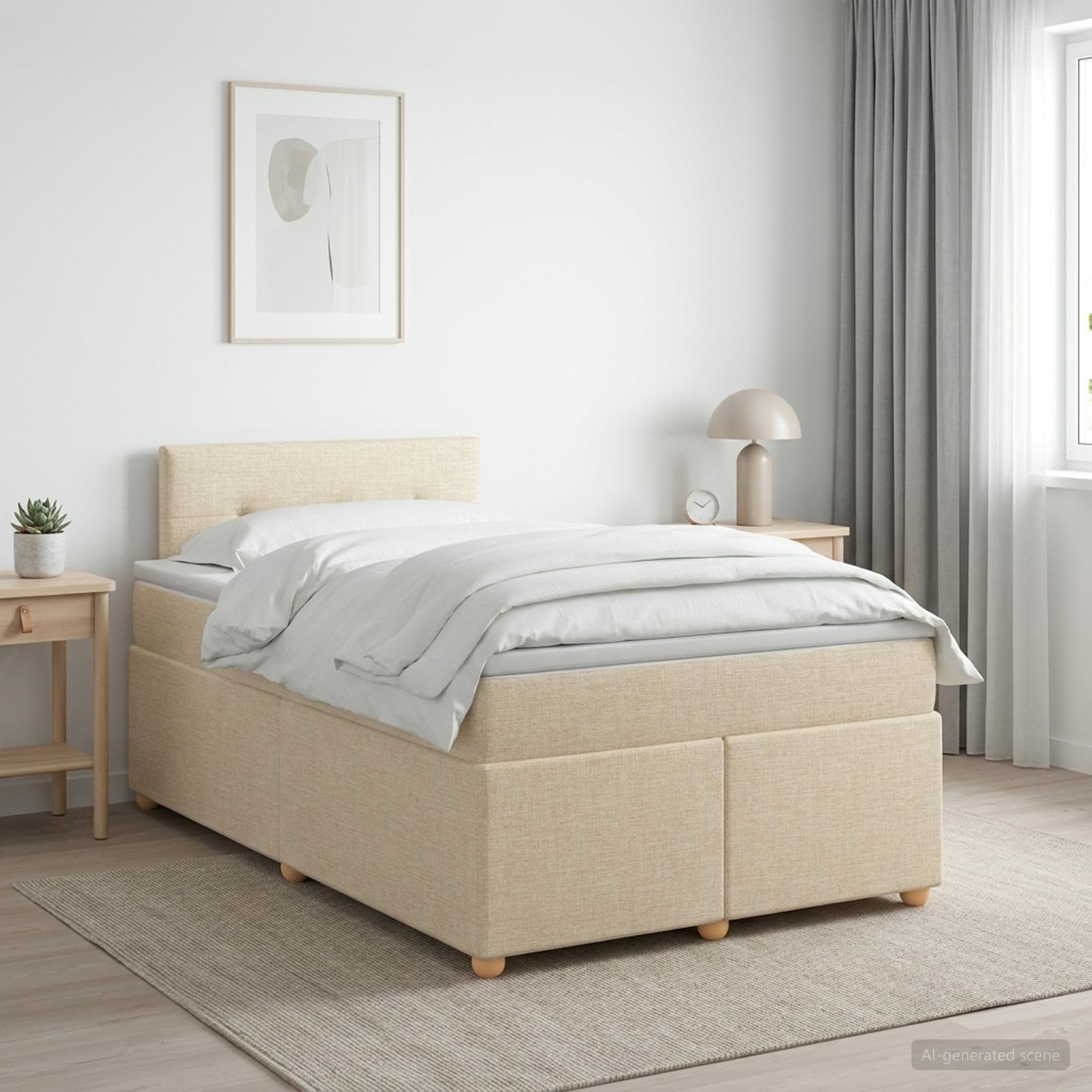Lit boxspring avec matelas Crème 120 x 190 cm Tissu